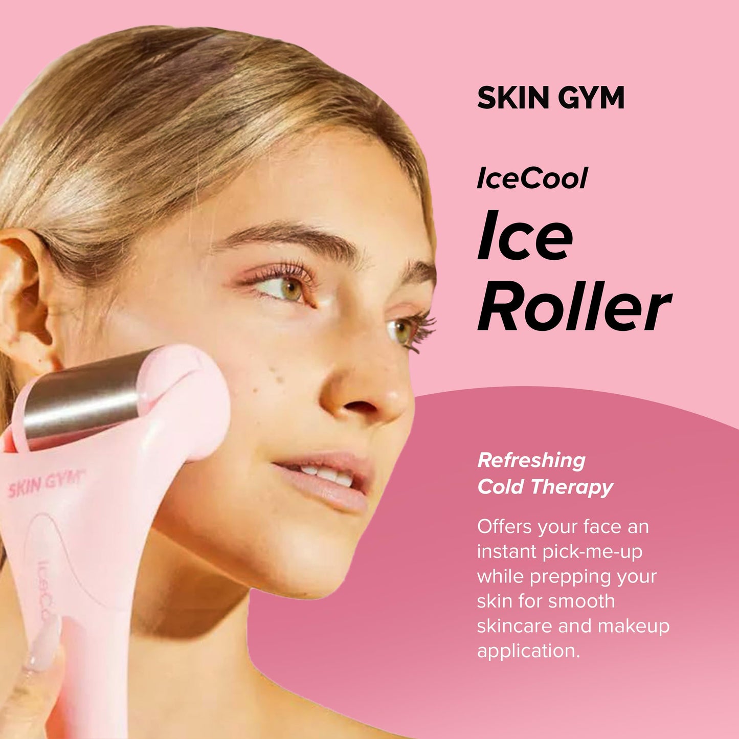 SKIN GYM IceCool Ice Roller, Stainless Steel Cryo Facial Tool for Puffiness and Redness Relief