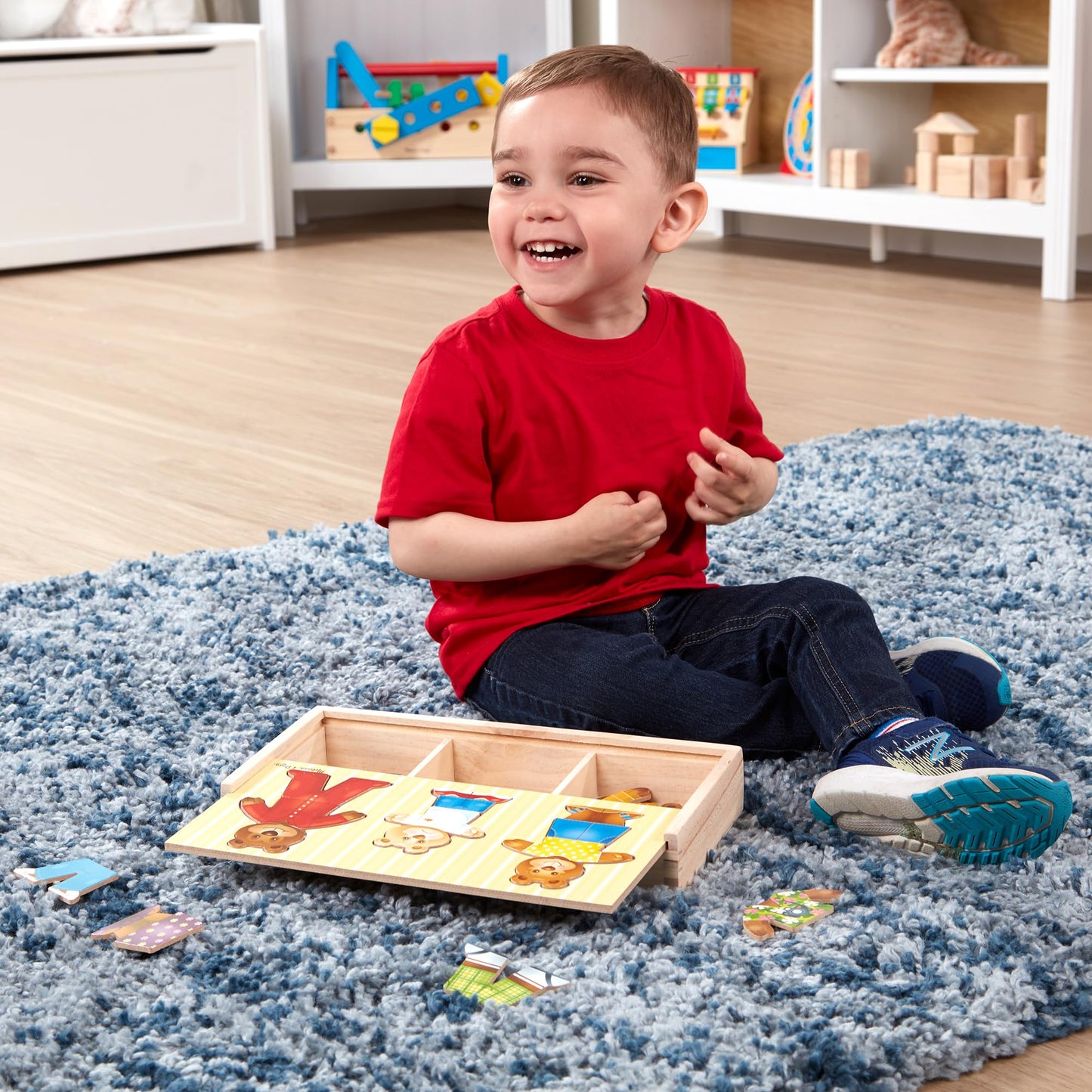 Melissa & Doug Mix 'n Match Wooden Bear Family Dress-Up Puzzle with Storage Case (45 pcs)