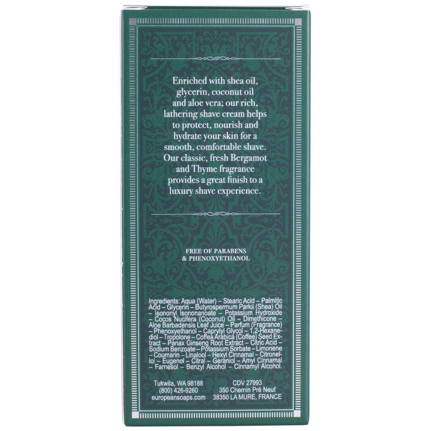 Pre de Provence Bergamot & Thyme Men's Fragrance Collection, Shave Cream, 75 ML