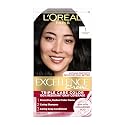 L'Oreal Paris Excellence Crème Permanent Hair Dye, Triple Care Hair Color with Hyaluronic Acid for 100% Gray Coverage, 1 Black, 1 Kit (Packaging May