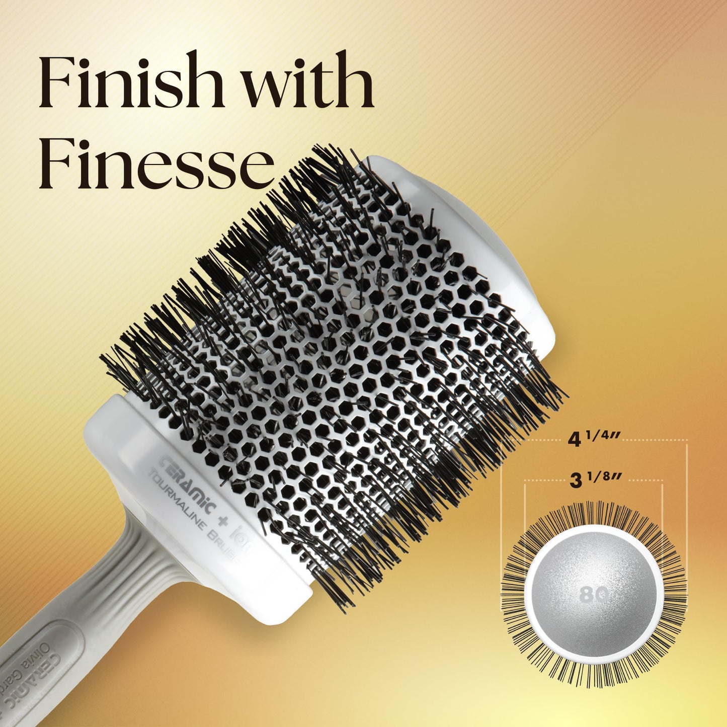 Olivia Garden Ceramic + Ion Round Thermal Hair Brush - Not Electrical - Professional Blowout Brush for Normal to Thick Hair - 4.25"-Diameter Barrel