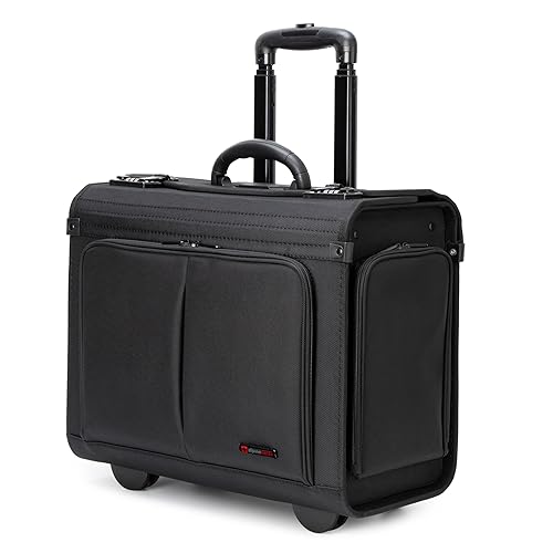 Alpine Swiss Rolling Briefcase Work Overnight Travel Bag Dual Locks Carry on Business Attache Case Black