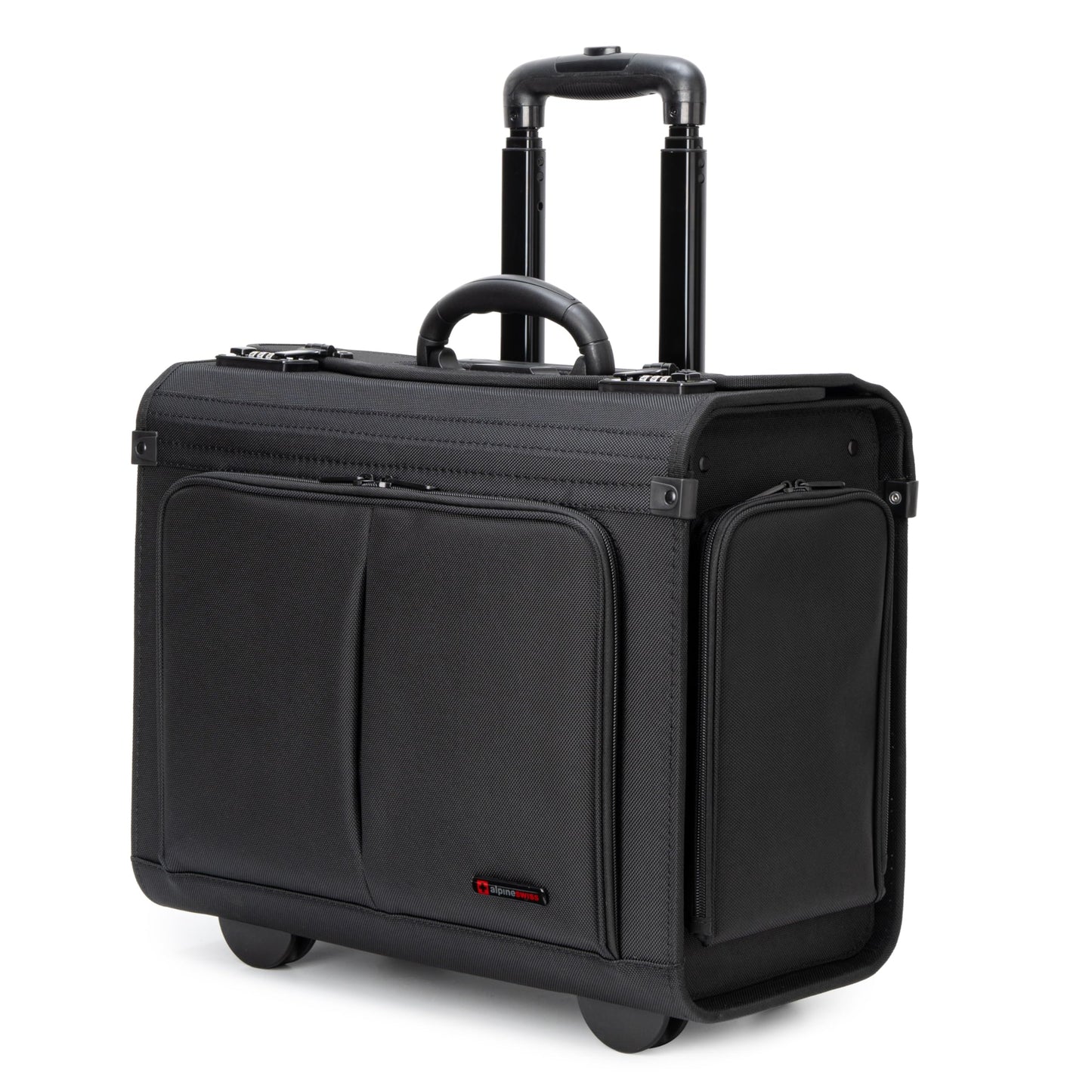 Alpine Swiss Rolling Briefcase Work Overnight Travel Bag Dual Locks Carry on Business Attache Case Black