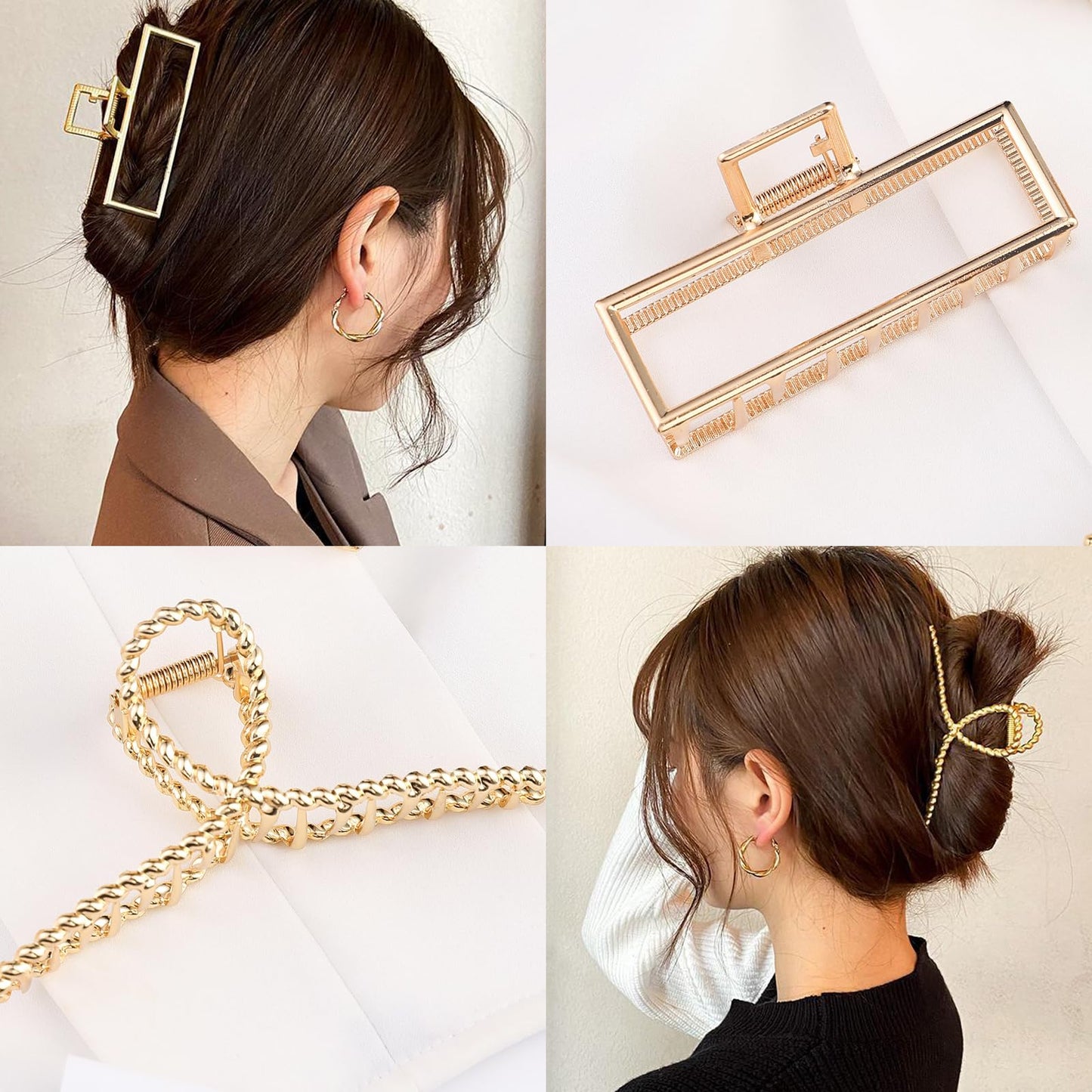Mehayi 3 PCS Metal Large Claw Clips for Thick Heavy Hair, Strong Hold Big Non-Slip Hair Catch Barrette Jaw Clamp for Long Hair, Fashion Styling