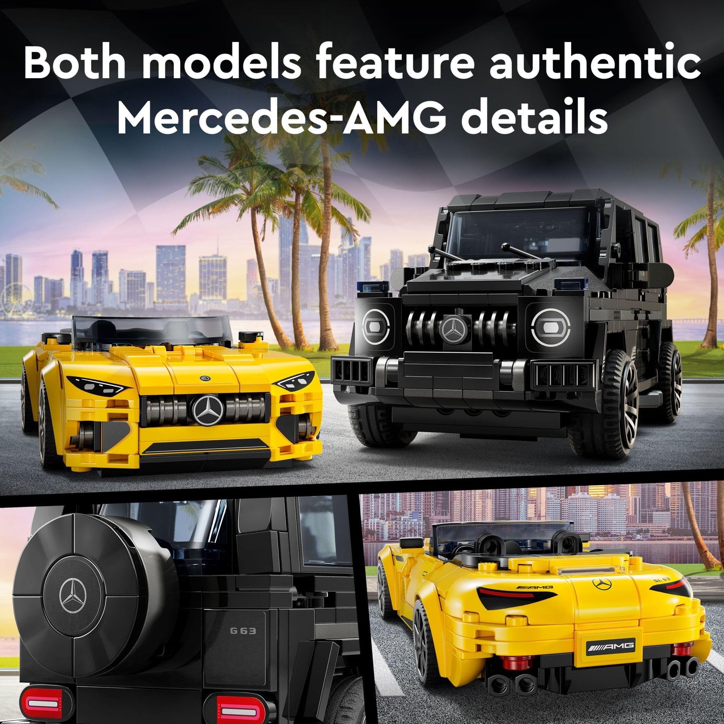 LEGO Speed Champions Mercedes-AMG G 63 & SL 63 F1 Toy Cars, 2 Building Sets with Driver Minifigures, Gift for Kids Ages 9+, 76924