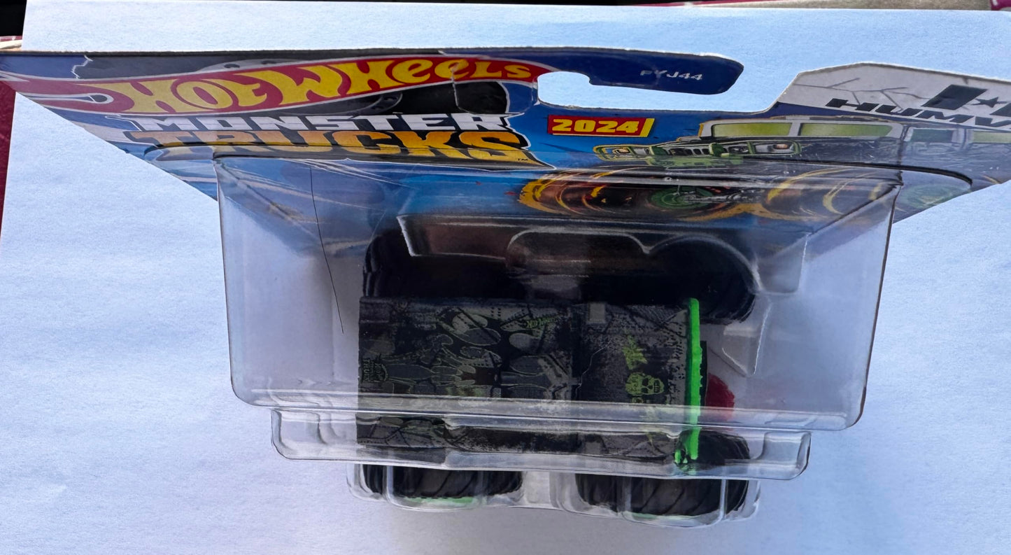Hot Wheels Monster Trucks New for 2024 1:64 Scale (Crash Legends 5/6 Humvee)