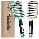 KTKUDY Detangling Brush Getting Knots Out without Pain - Boar Bristles HairBrush Make Hair Shiny & Healthier Vented Detangler Brush for Women Men Kids