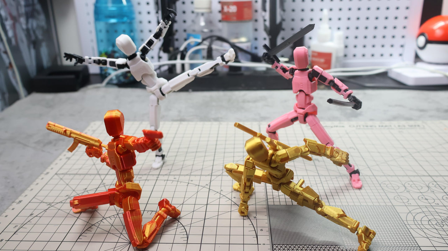 FoxVilla T13 Action Figure – Golden Titan 13 3D Printed Collectible, Assembled Dummy 13 Lucky Robot Figure for Collectors (Golden13)