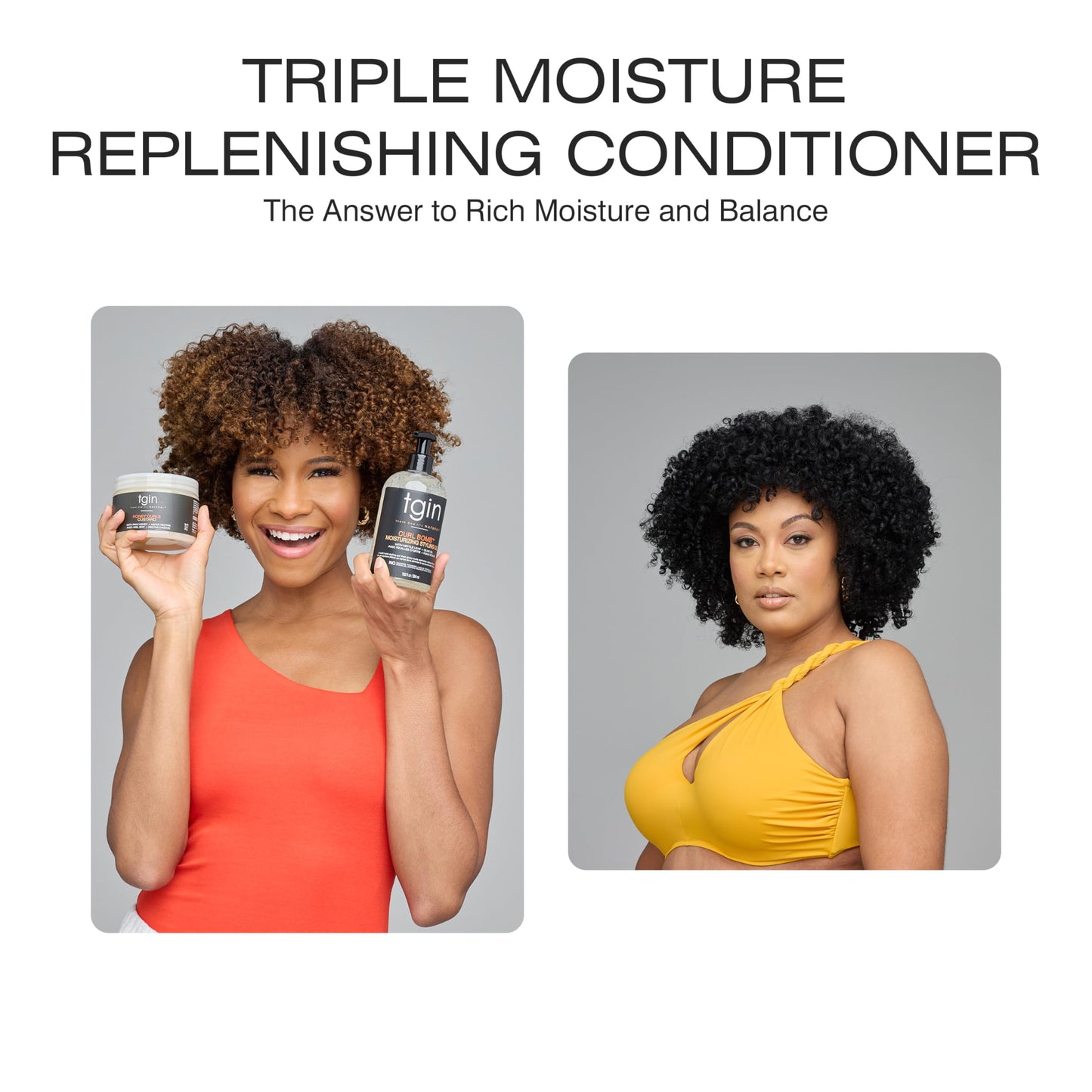 tgin Triple Moisture Replenishing Conditioner for Natural Hair - Conditioner for Women with Deep Hydration for Soft, Shiny, Manageable Curls - Easy