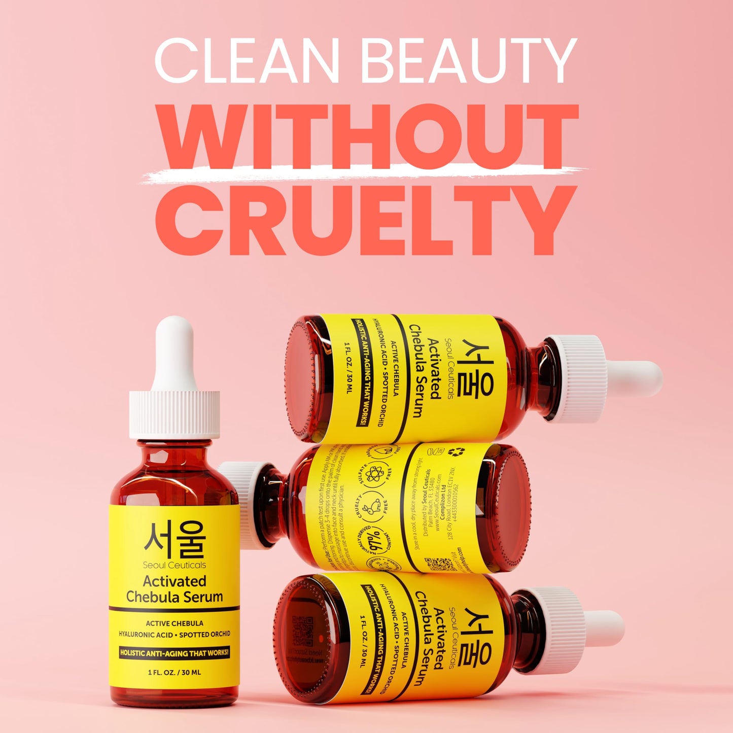 SeoulCeuticals Chebula Active Serum for Face - Korean Skin Care Anti Aging Natural K Beauty Skincare With Hyaluronic Acid + Spotted Orchid