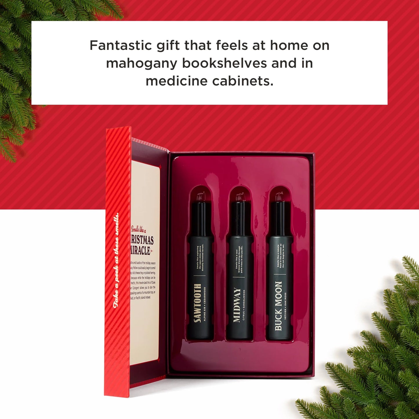 Duke Cannon Merry Little Sniffmas Giftset - travel-sized trio of Duke Cannon Proper Cologne® - Holiday Cologne Gift Set - eau de parfum - Sawtooth