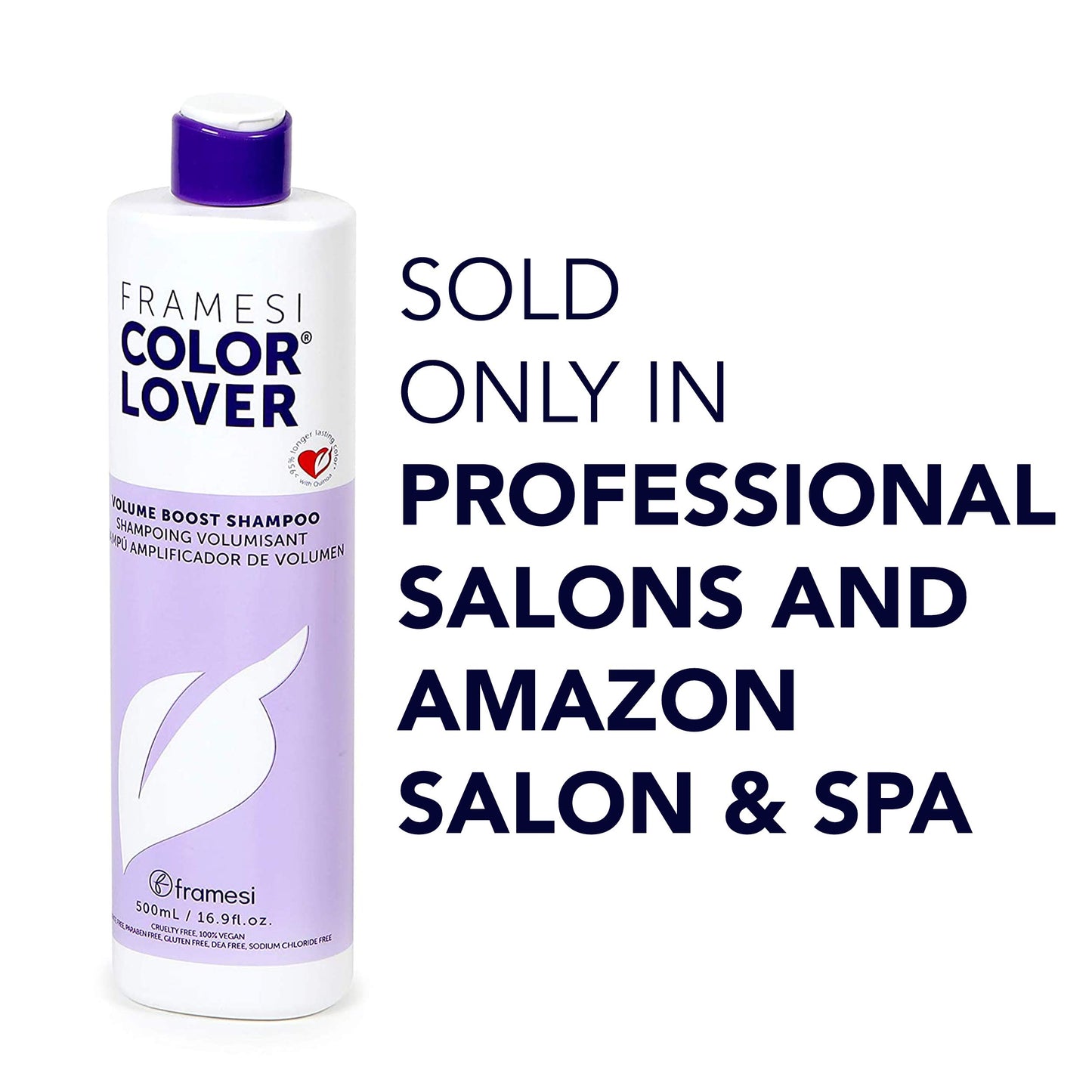 FRAMESI Color Lover Volume Boost Shampoo, 16.9 fl oz, Sulfate Free Shampoo with Quinoa and Aloe Vera, Color Treated Hair