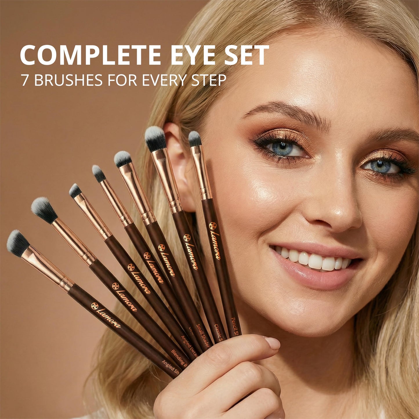 Eye Makeup Brushes Eyeshadow Brush Set - 7pcs Soft Synthetic Eyeshadow Blending Brush Kit - For Blending Eyeshadow, Eyeliner, Crease, Eyebrow - Long