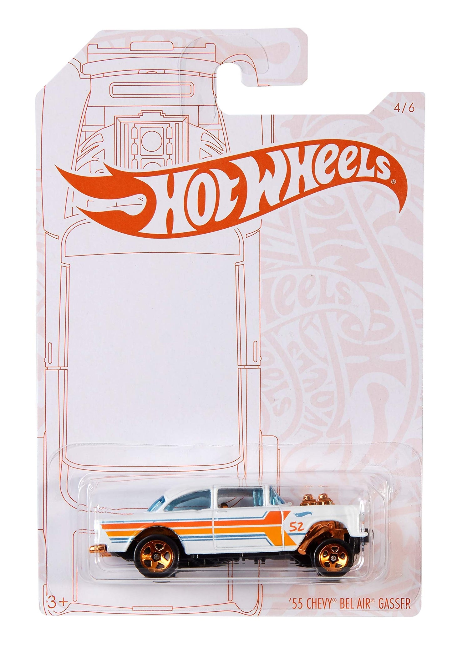 Hot Wheels 2020 Pearl and Chrome 4/6 - '55 Chevy Bel Air Gasser (White)