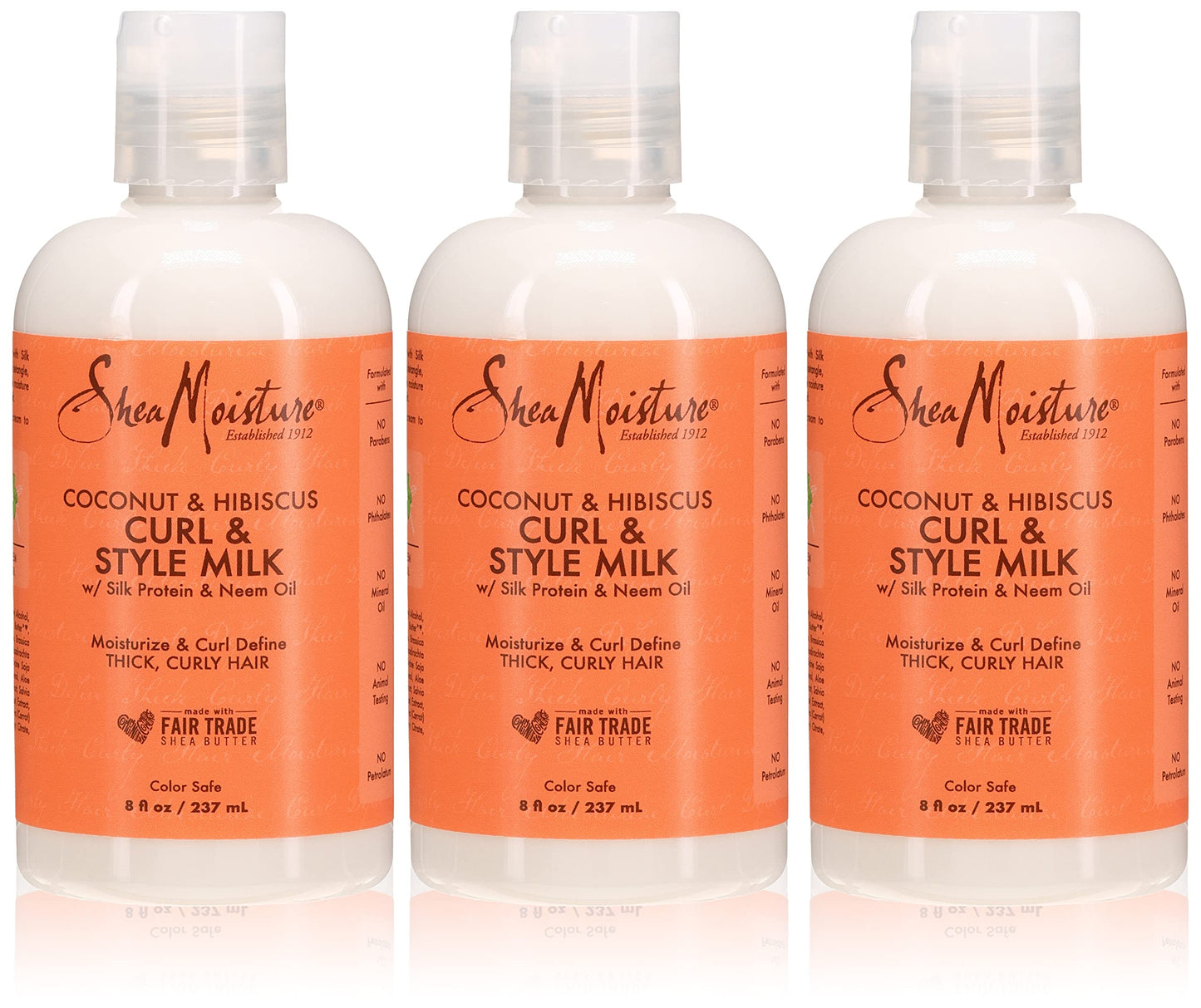 Shea Moisture Coconut & Hibiscus Curl & Style Milk 8 Ounce (235ml) (3 Pack)