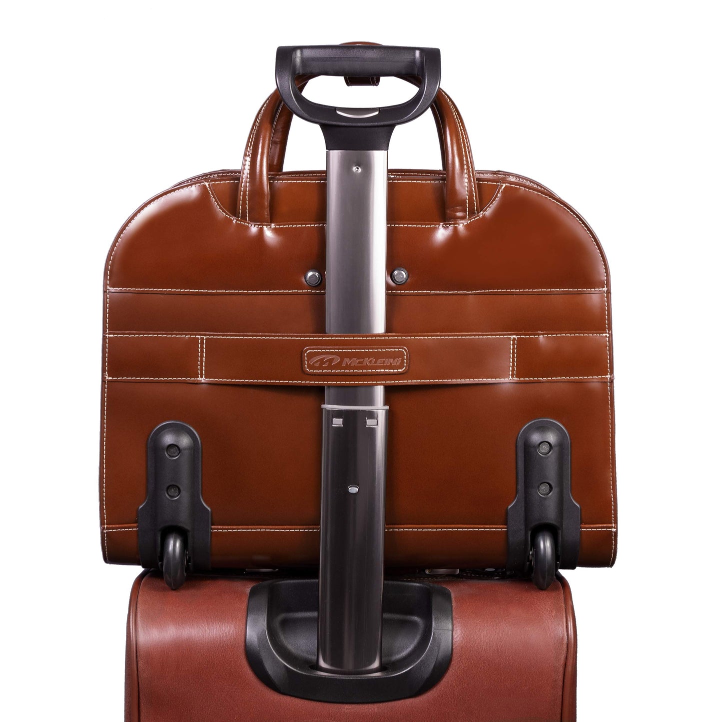 McKlein DAVIS, Top Grain Cowhide Leather, 15" Leather Vertical Wheeled Ladies' Laptop/Computer & Tablet Business Briefcase Bag/Women's Rolling