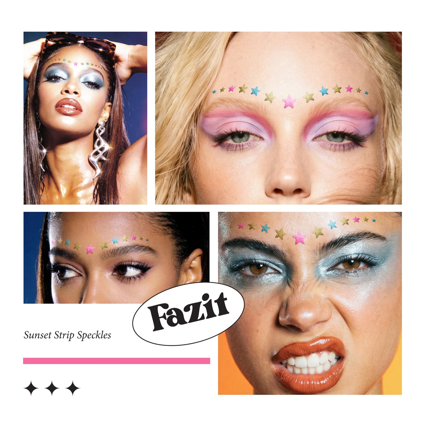 Fazit Makeup Patches - Sunset Strip Speckles - Glow Up Make-Up Patches - Cute Glitter Makeup Accessories for Women - Cosmetic Glitter for Face