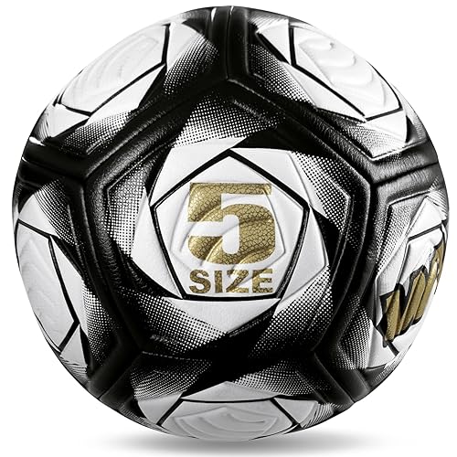 WVVOU Soccer Ball Size 5, Matches and Training Soccer Ball, 3.5mm Thickened Pu, Suitable for Indoor or Grassland Beach and Muddy Ground, Adaptable…