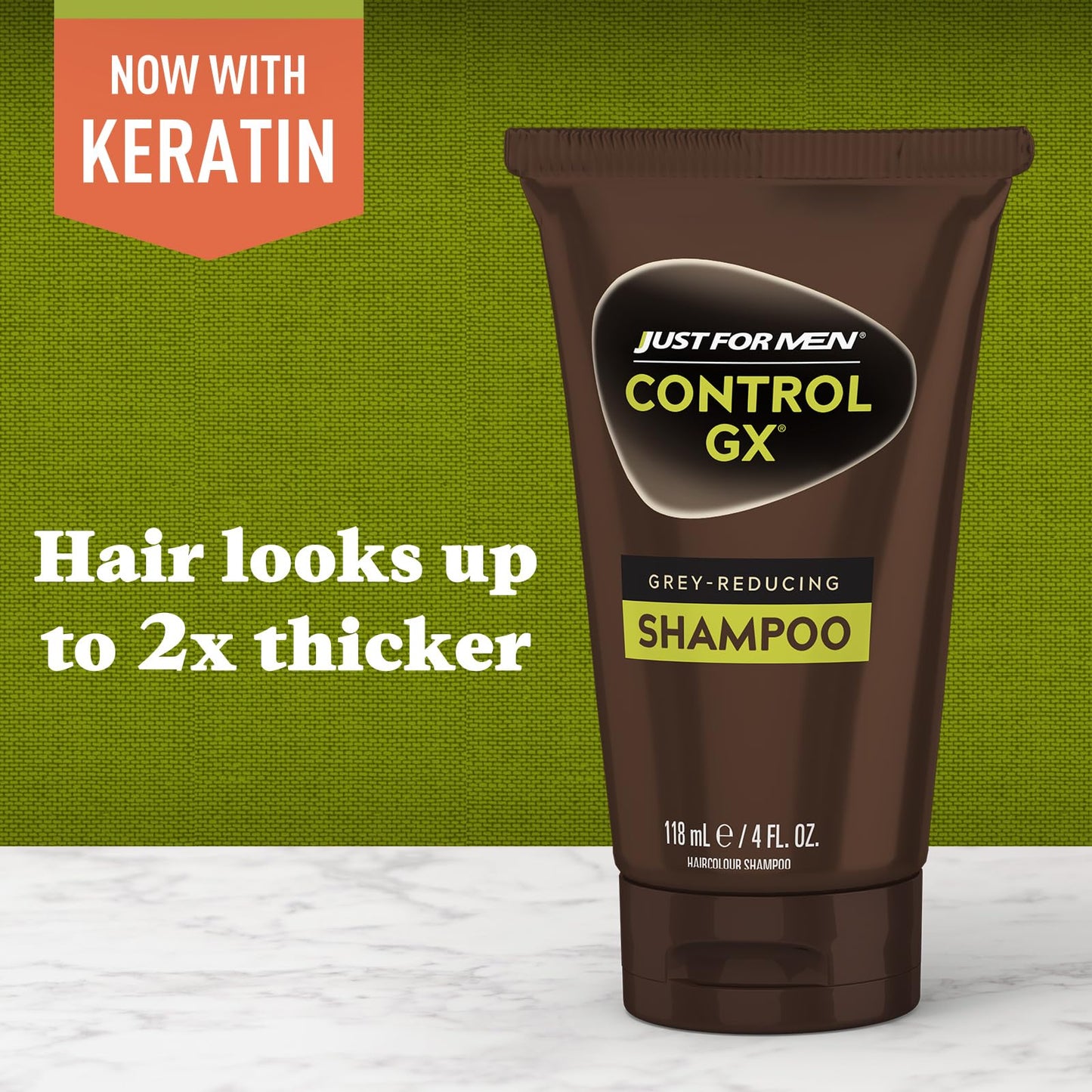 Just for Men Control GX Grey Reducing Shampoo, Gradual Hair Color with Keratin for Stronger Thicker and Healthier Looking Hair, 4 Fl Oz - Pack of 3
