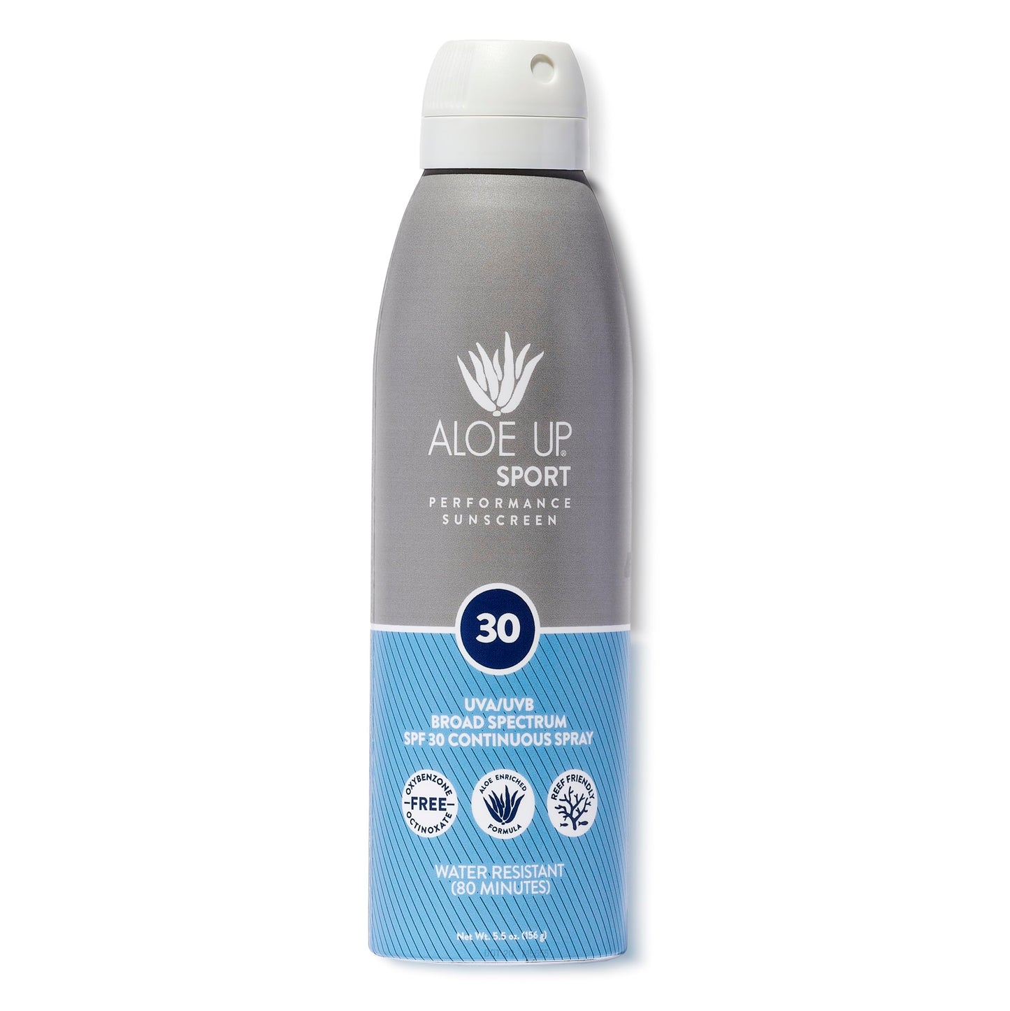 Aloe Up Sport Continuous Spray Sunscreen SPF 30 - Broad Spectrum UVA/UVB Sunscreen Protector for Face and Body - With Aloe Vera Gel - Fast Absorbing