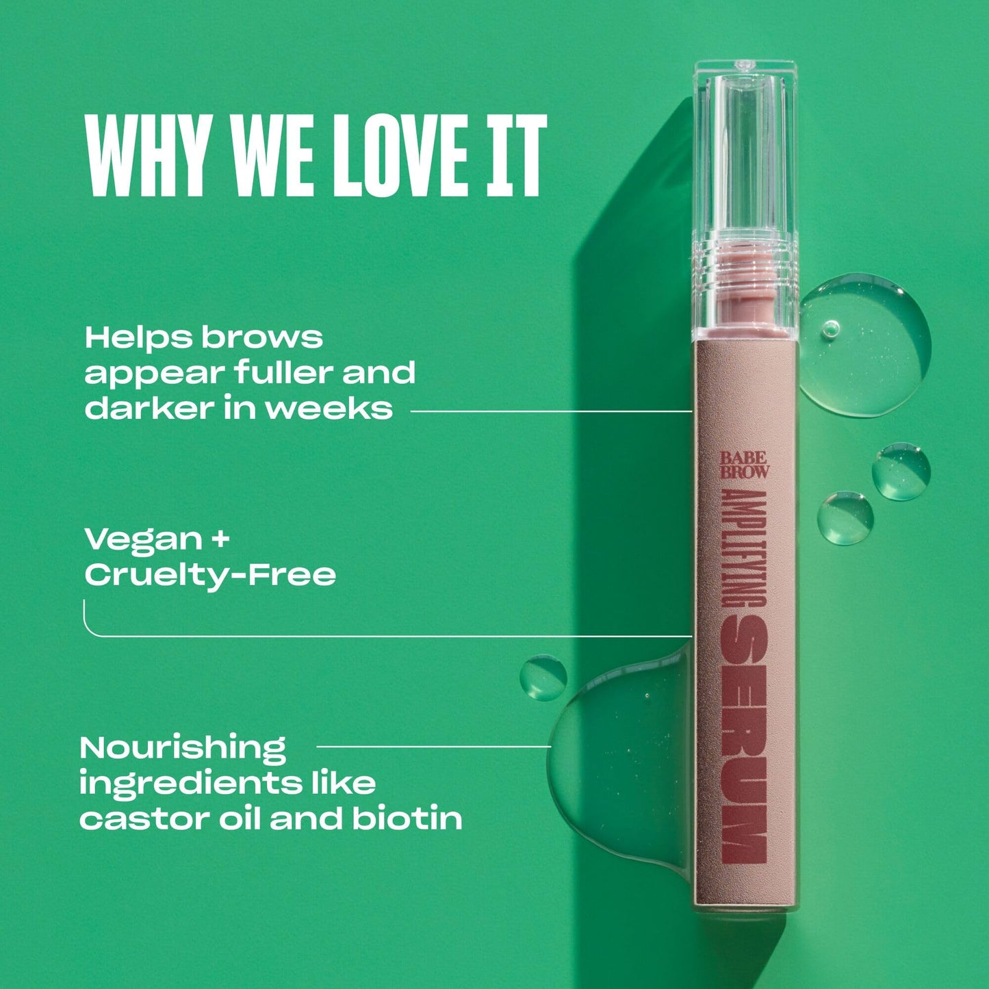 Babe Original Brow Serum For Thicker Looking Eyebrows - Brow Serum with Peptides, Castor Oil, Biotin, Repairing Amino Acids | 3mL size
