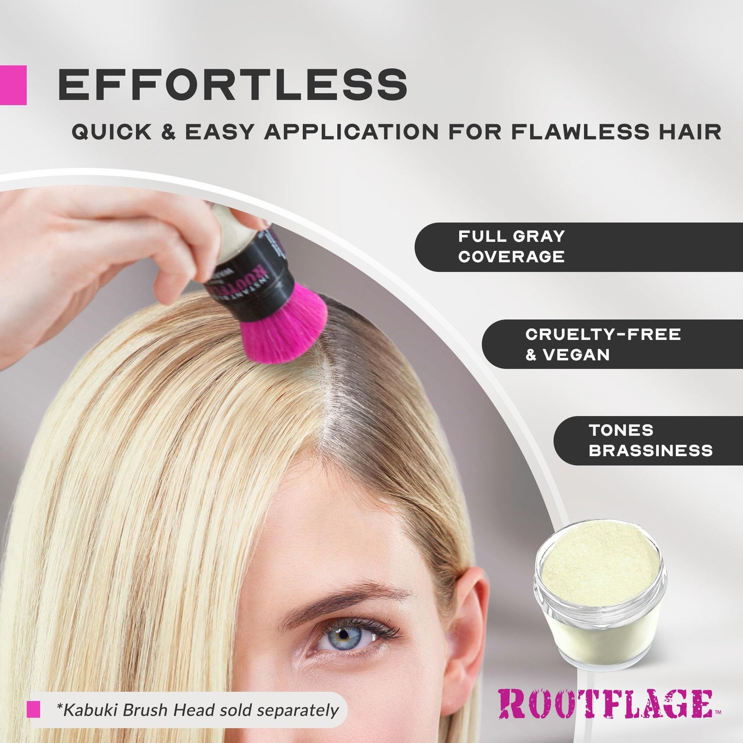 Rootflage Instant Blonde Root Touch Up - Temporary Hair Color with Thinning Hair Concealer and Brush (02 Light Blonde)