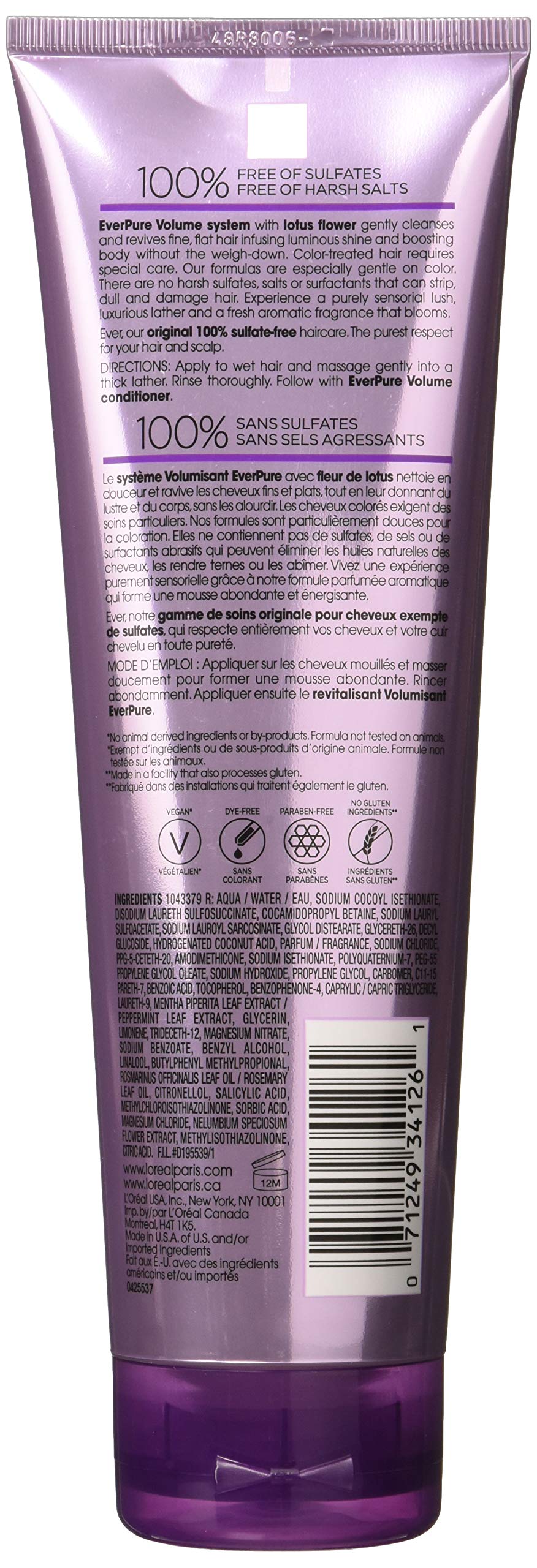 L’Oreal ParisEver Pure Volume Shampoo Lotus, 8.5 Fl Oz (Pack of 2)