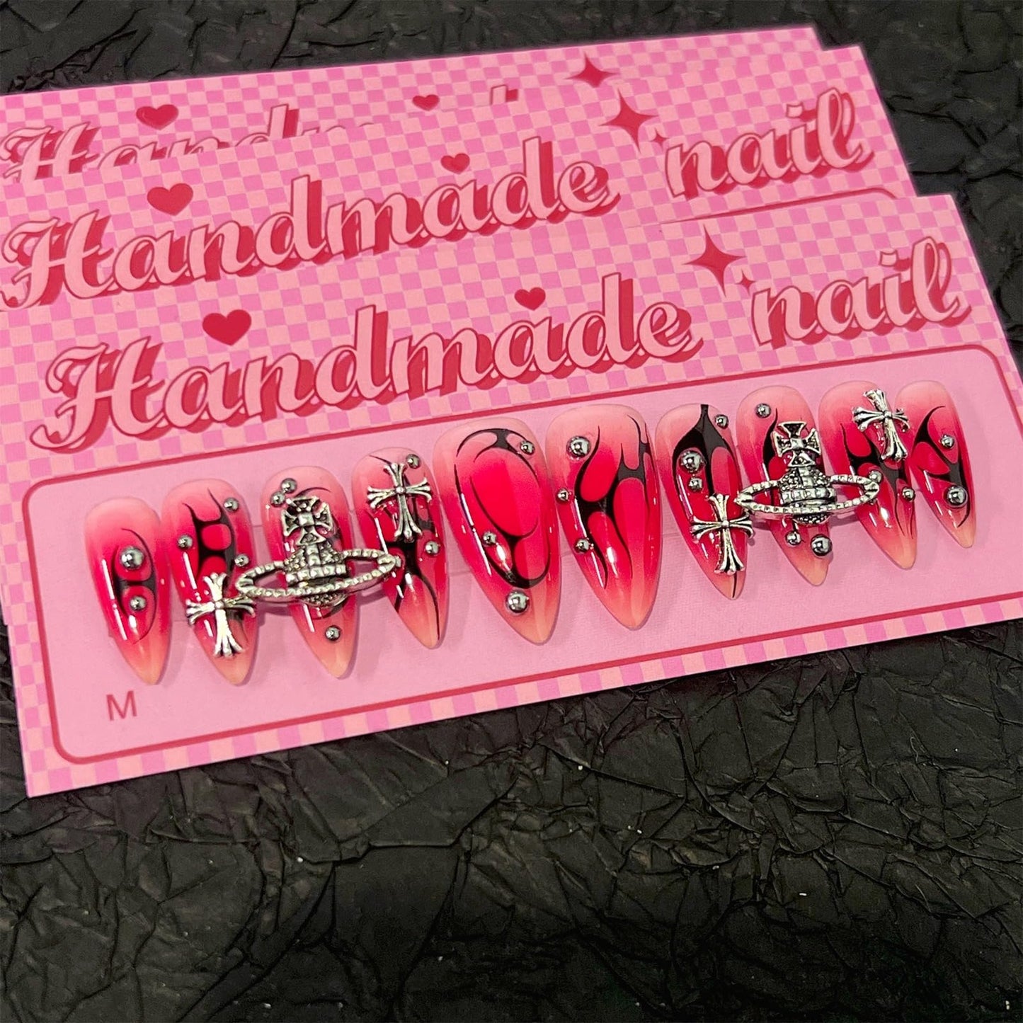 Advanced wearing nail flame nail art almond shaped fake nails Beauty & Personal Care FWJUNHUYC