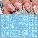 24 Sheets Christmas Nail Stickers Snowflake Nail Art Water Decals Transfer Nail Supplies Snowflake Angel Bell Elk Design Nail Tattoo Stickers
