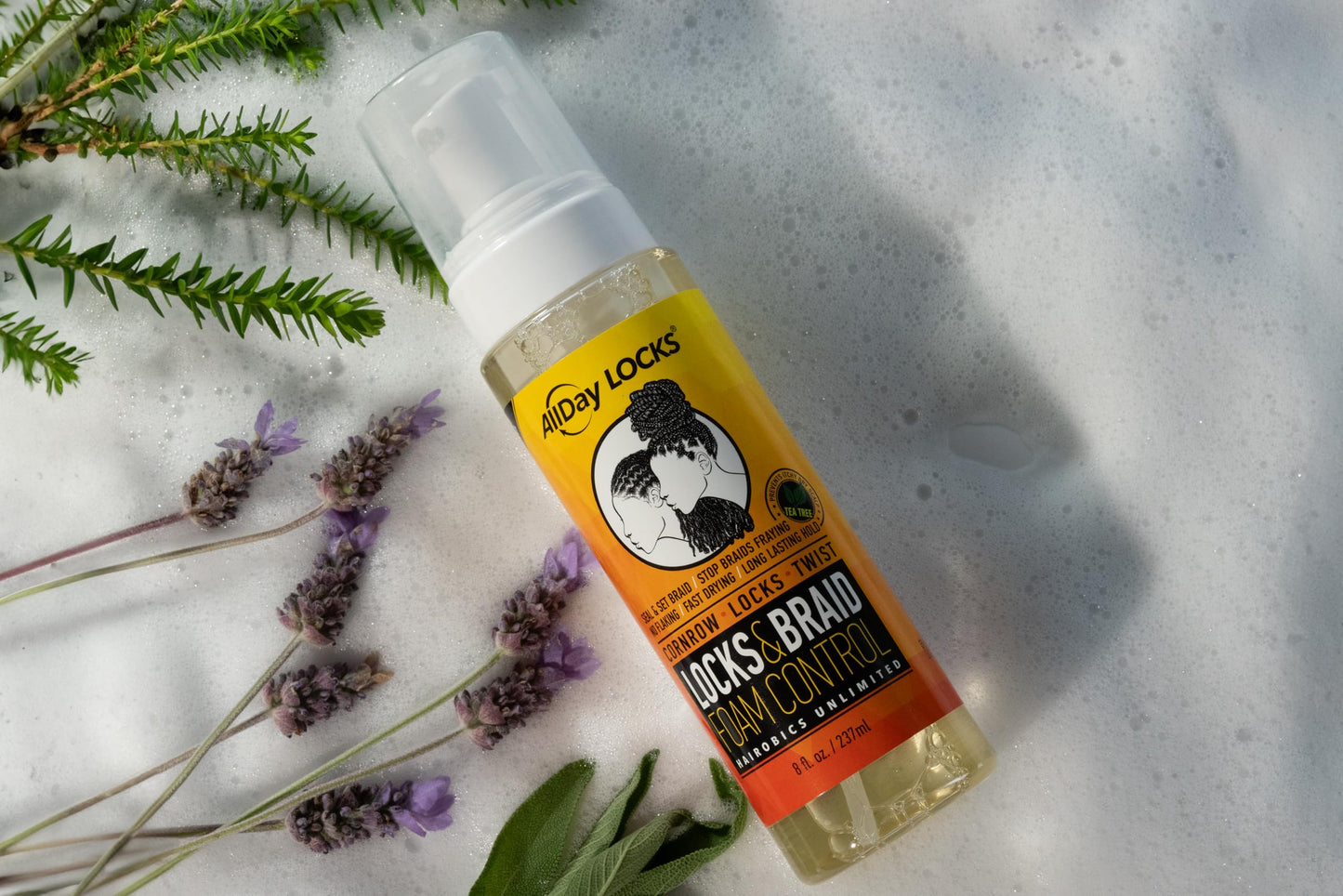 AllDay Locks Braid Foam (8 oz) | Long Lasting Mousse for Style & Shine | No Frizz or Fraying | Tea Tree, Lavender, Peppermint Oil | Moisturize & Seal