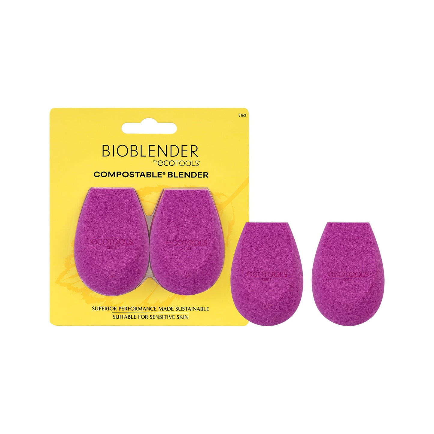 EcoTools Bioblender Makeup Sponge Duo, Compostable Makeup Blender, For Liquid & Cream Foundation, Seamless Application, Eco-Friendly Beauty Sponge