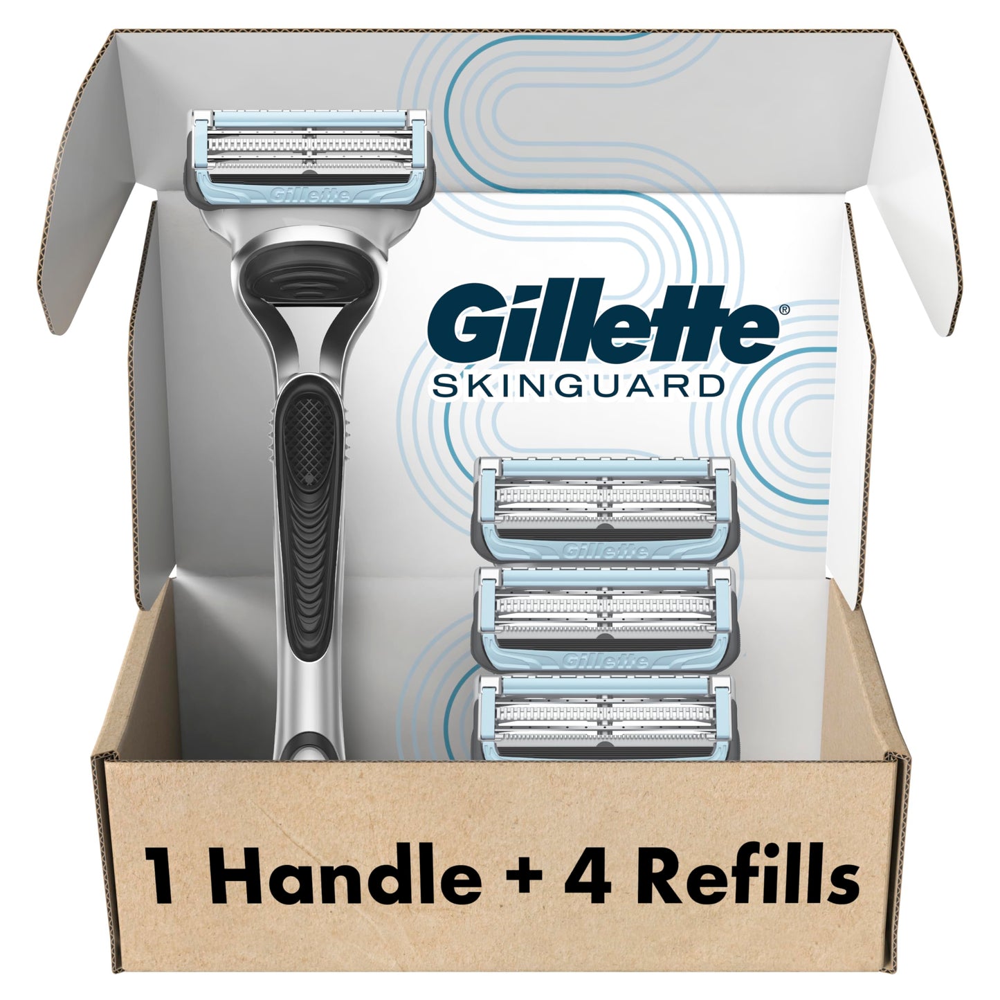 Gillette SkinGuard Razors, 1 Gillette Razor, 4 Razor Blade Refills, Designed for Men with Skin Irritation, Razor Bumps, and Sensitive Skin Beauty and Personal Care Gillette
