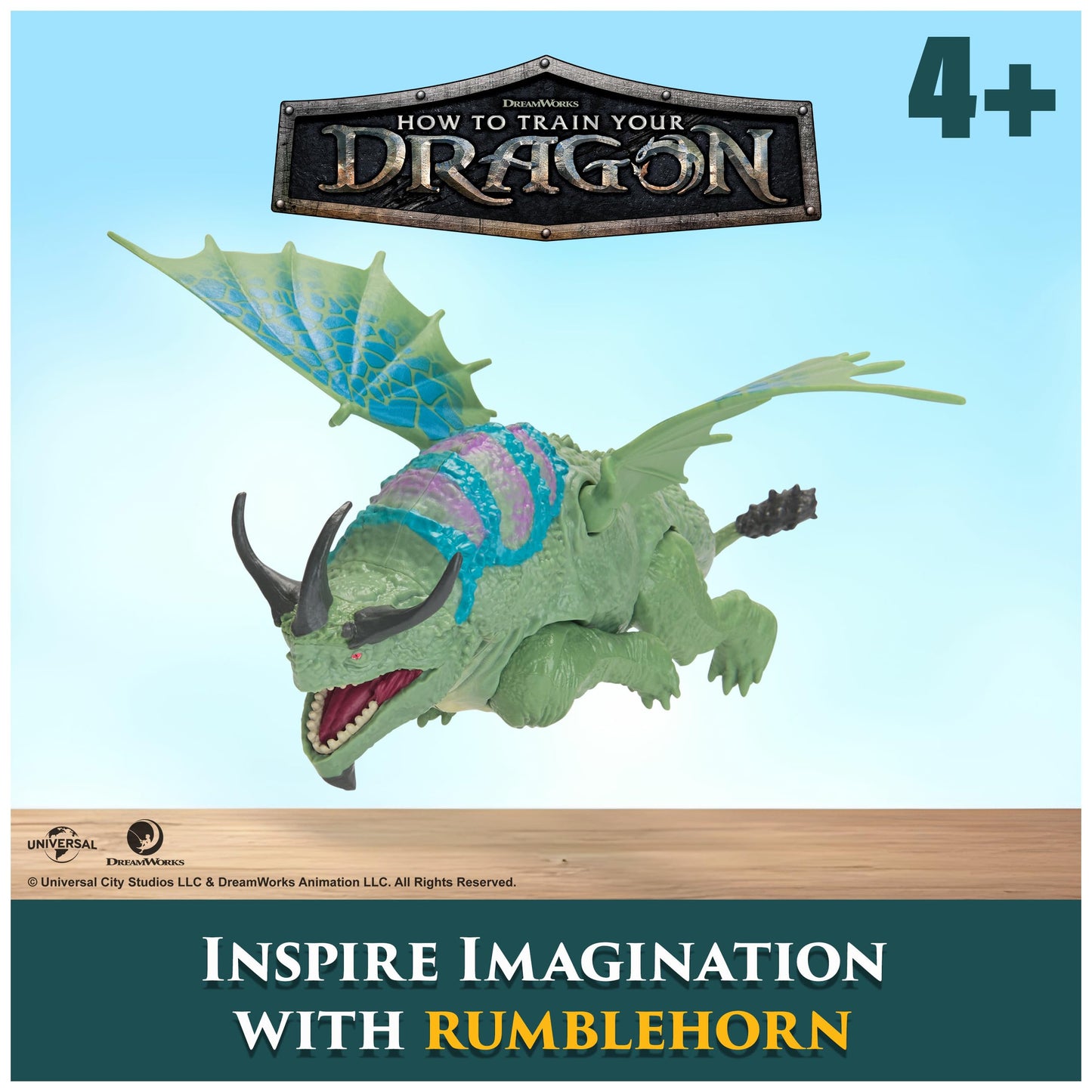 DreamWorks Dragons How to Train Your Dragon, Rumblehorn 7.5” Action Figure, Kids Toys for Boys Ages 4 and up