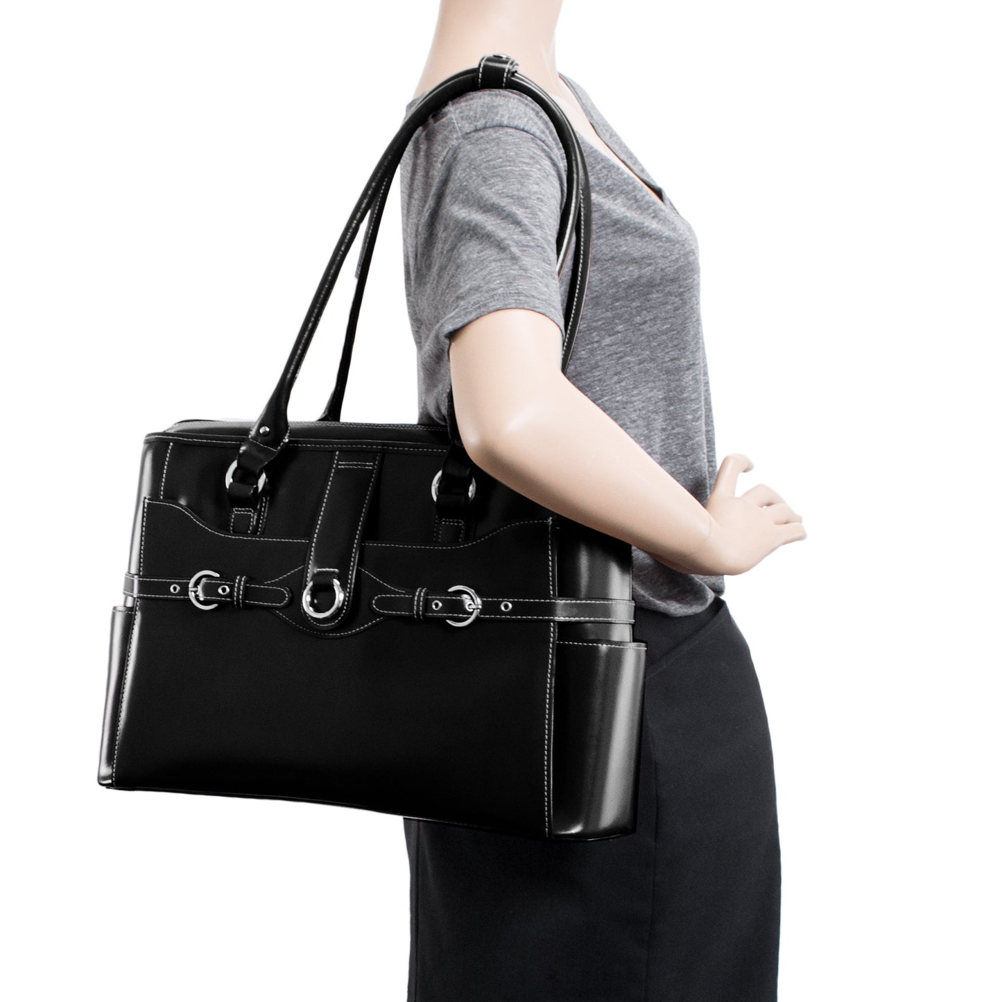 McKlein Willow Springs Leather Women's 15-inch Laptop Briefcase Handbag, Black