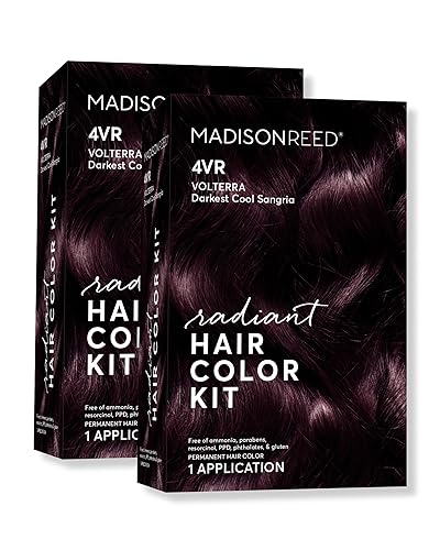 Madison Reed Radiant Hair Color Kit | 4VR Darkest Cool Sangria (Volterra Amethyst) for 100% Gray Hair Coverage | Salon Quality Permanent Hair Dye |