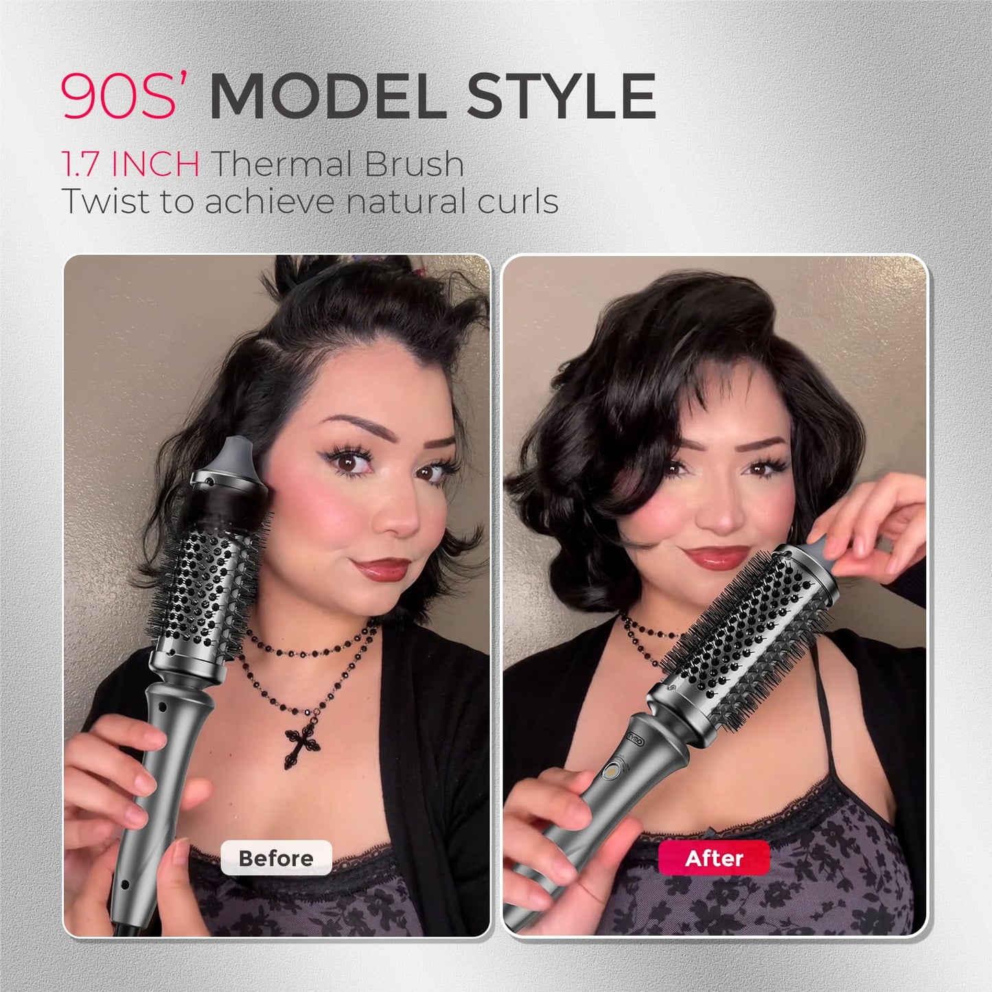 TYMO 2.0 Thermal Brush Curling Brush - STYLUX 1.7" Blowout Volumizer with Flexi-Fit for Hair Straightening, Heated Round Styler Tool, Hair Beauty and Personal Care TYMO