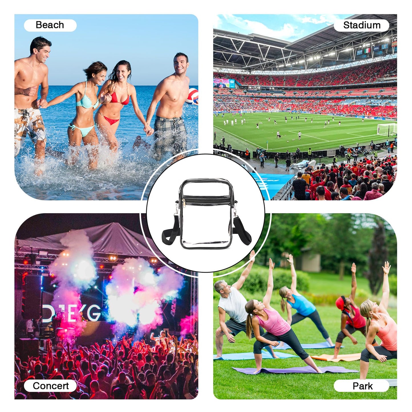 Clear Bag for Stadium Events Clear Purse for Stadium Crossbody Bag with Shoulder Strap