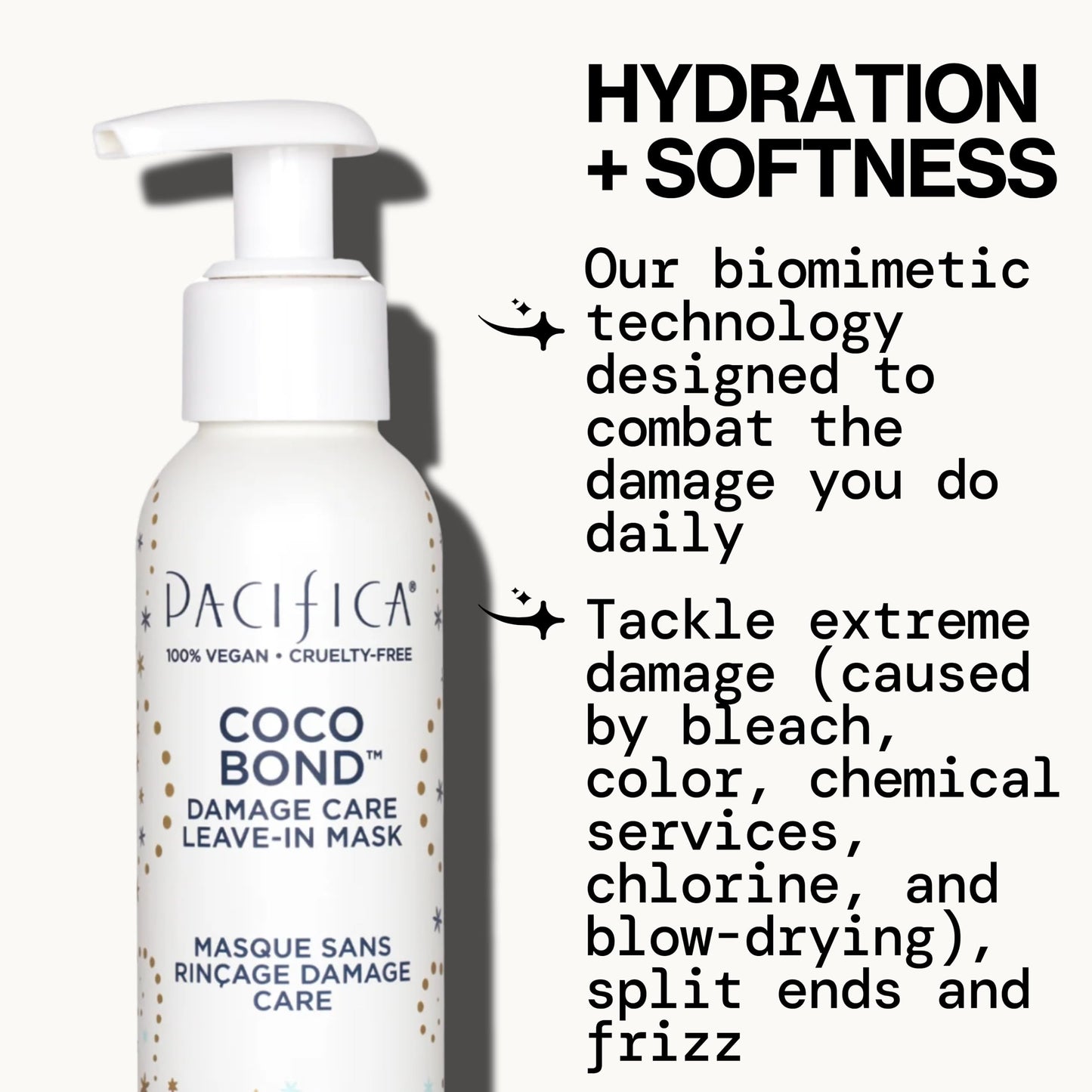 PACIFICA Beauty, Coco Bond Damage Care Leave-In Repair Mask Treatment, Dry & Damaged Hair from Bleach, Color, Chemical Services, Chlorine, & Heat