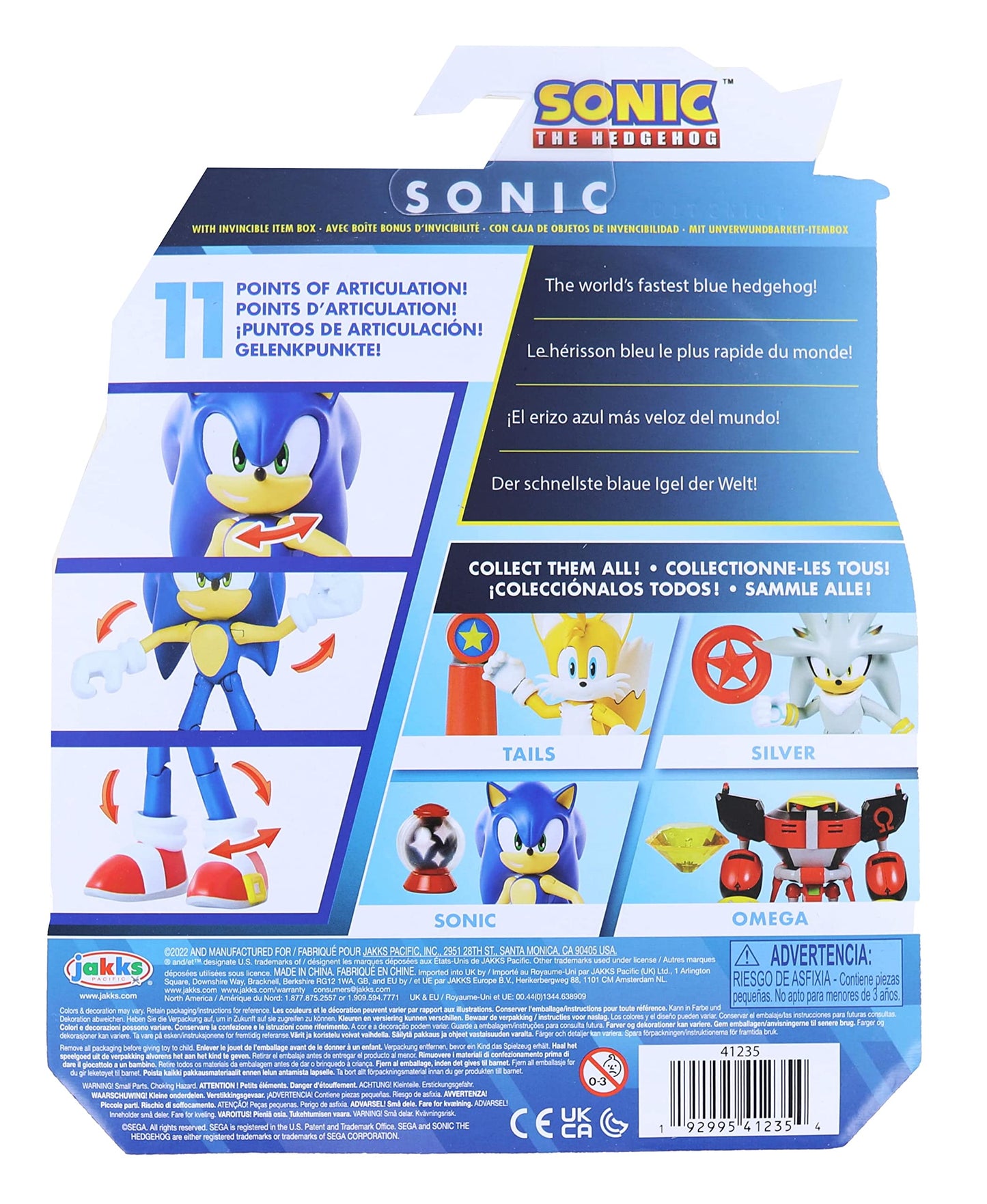 Jakks Pacific Sonic The Hedgehog 4 Inch Figure | Sonic (Modern) with Invincible Item Box