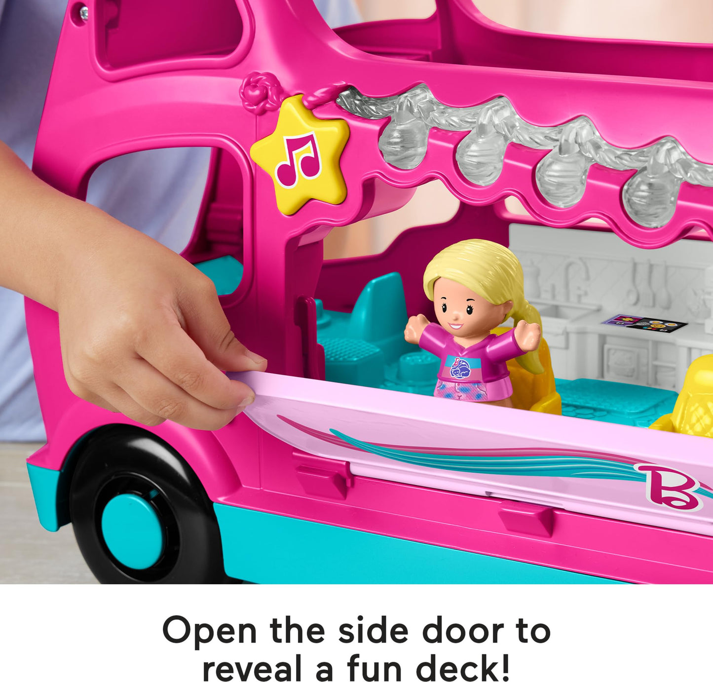 Fisher-Price Little People Toddler Toy Barbie Dreamcamper RV Playset with Music Lights & Figures for Pretend Play Kids Ages 18+ Months