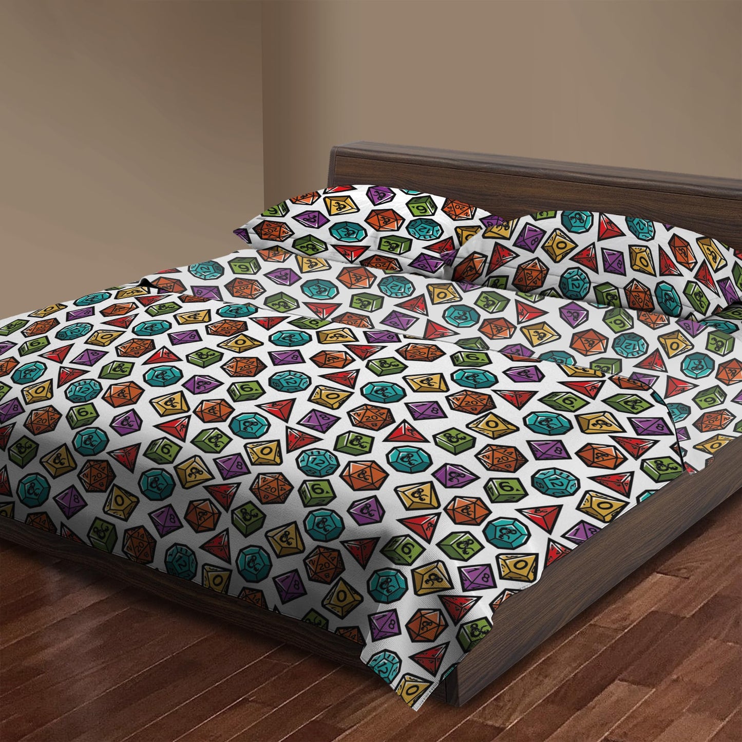 Northwest Dungeons & Dragons Roll The Dice 4 Piece Full Sheet Set, Officially Licensed Game-Themed Microfiber, Includes Fitted Sheet, Flat Sheet, and