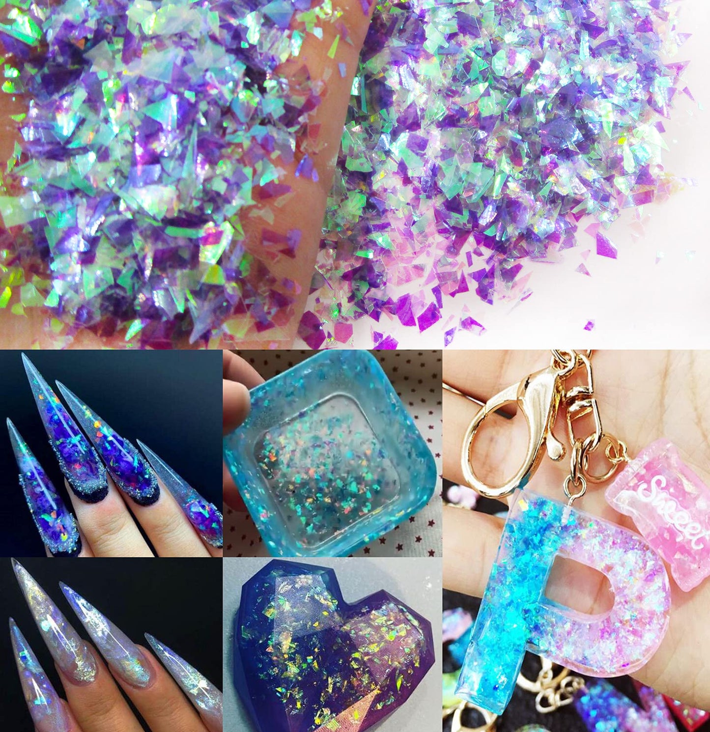 12 Colors Iridescent Chunky Glitter Flakes Kit Irregular Resin Epoxy Art Craft Paint Glitters Sparkles Accessories Festival Cosmetic Body Glitter Nail