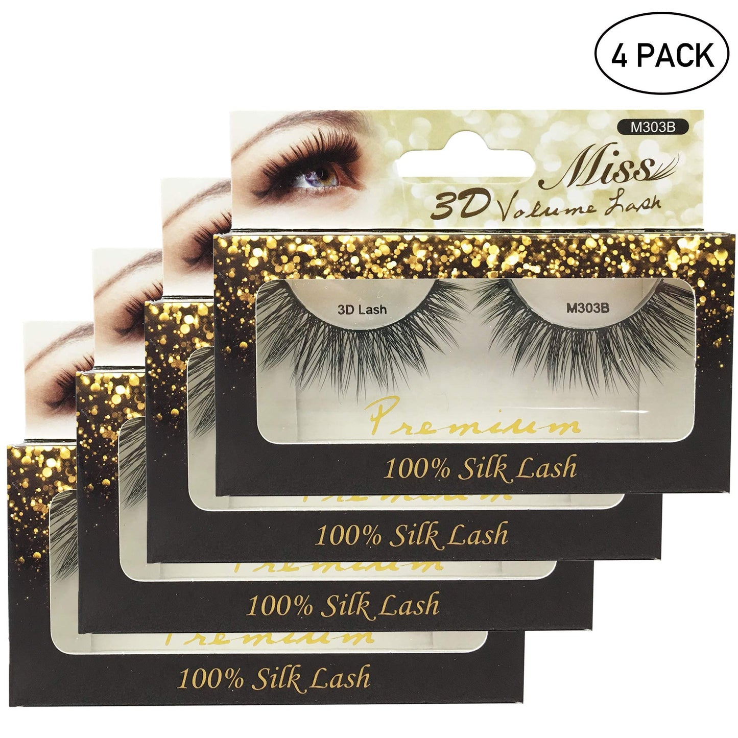 "4 Pairs" Miss Lash 100% Handmade Tapered 3D Volume lash M303B