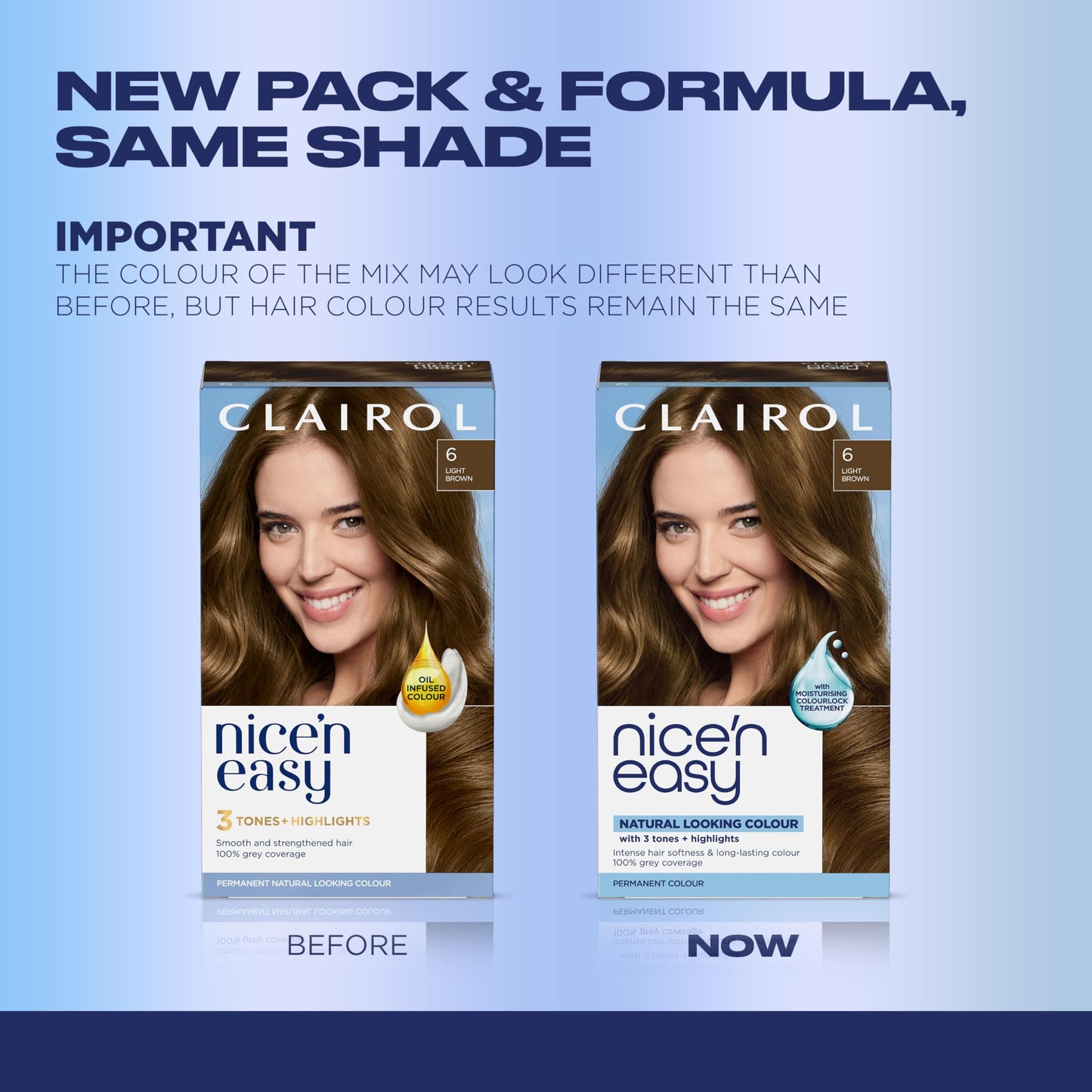 Clairol Nice'n Easy Permanent Hair Dye, 6 Light Brown | 100% Gray Coverage | Long?Lasting, Natural?Looking Color & Shine | Pack of 1