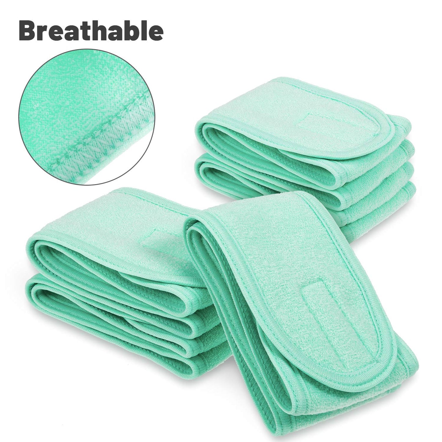 Whaline 4 PCS Spa Headband, Make up Hair Band, Stretch Terry Cloth Headband for Sport Yoga Shower (Mint Green)