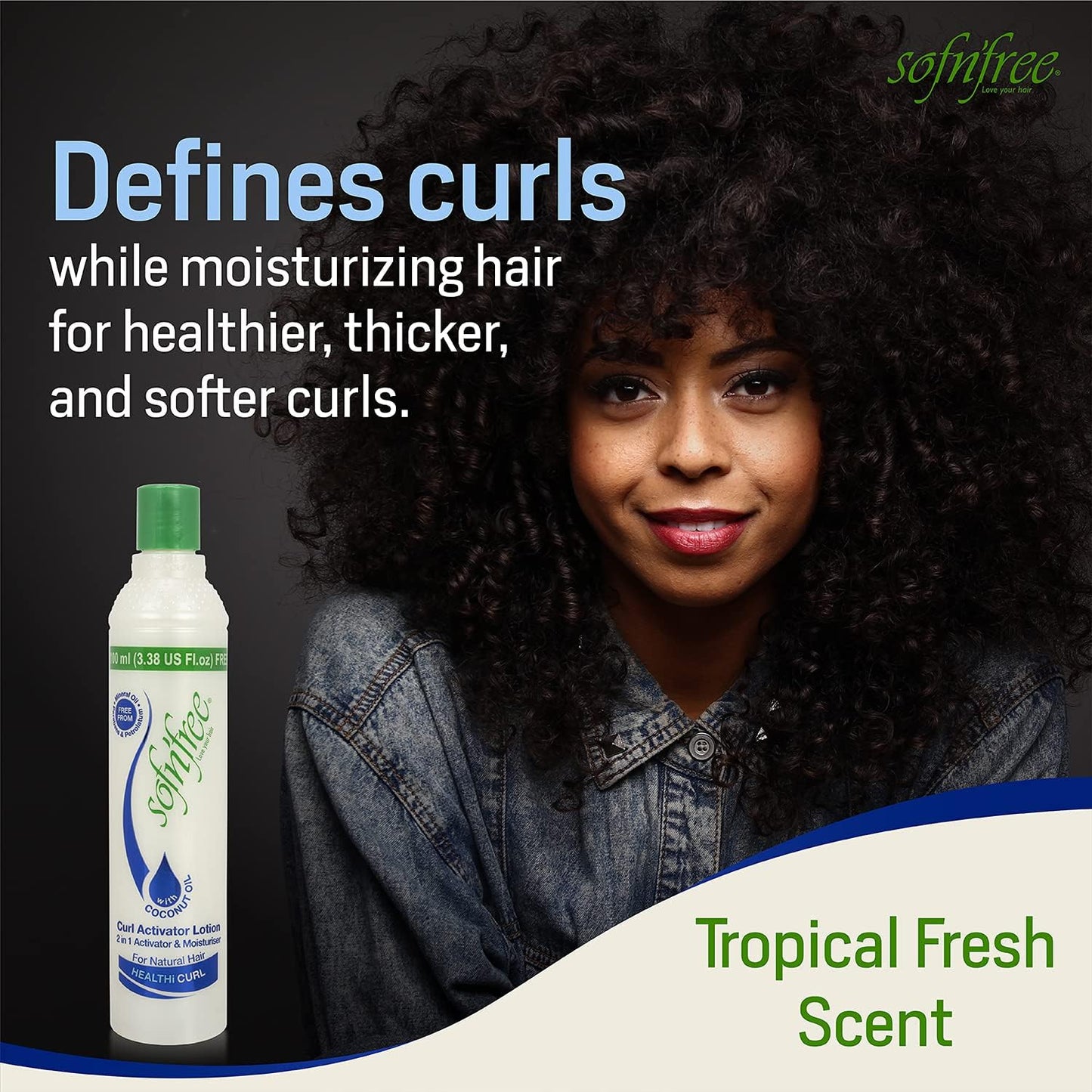 Sofn’Free Moisturizer & Curl Activator for Natural Hair, Soft Curls, and Waves 11.83 fl oz / 350ml