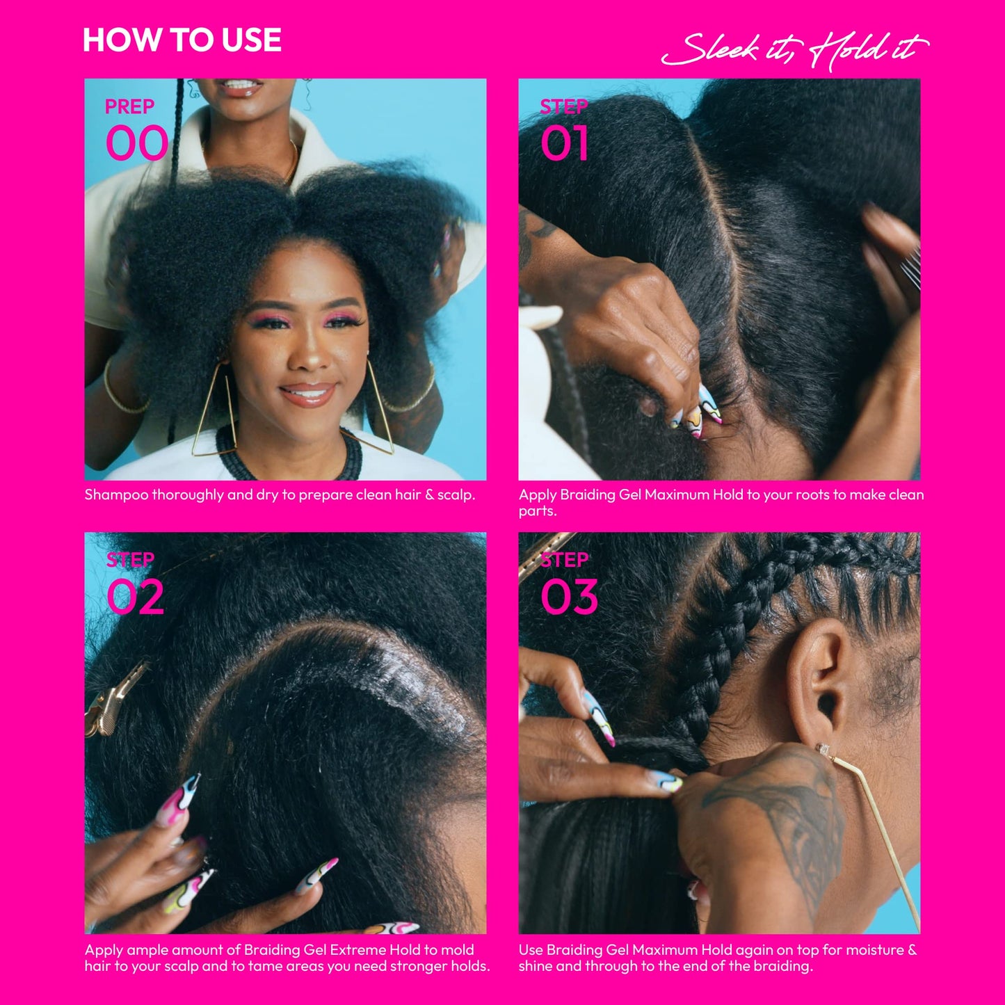 Red by Kiss Braiding Gel Extreme Hold Styler Fixer for Box Braids & Cornrows, Hydrating, Conditioning, Long-Lasting Frizz Control, 4C Moisturizing