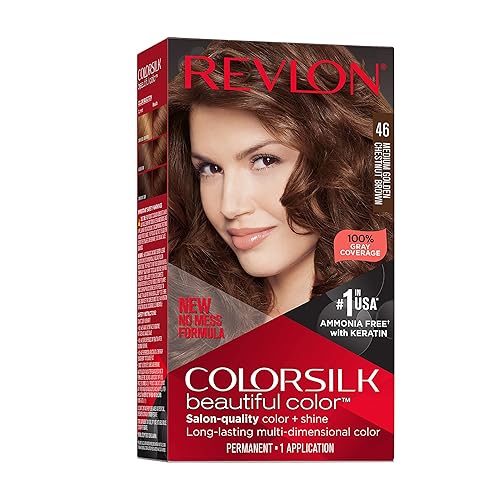 Revlon Colorsilk Beautiful Color Permanent Hair Color, Long-Lasting High-Definition Color, Shine & Silky Softness with 100% Gray Coverage, Ammonia