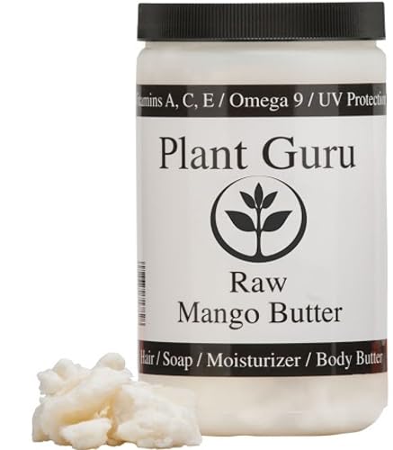 Raw Mango Butter 16 oz. / 1 lb. Jar CHUNKS - 100% Pure Natural Unrefined - Great for Skin and Hair Growth. DIY Soap Making, Body Butter, Lotions Beauty & Personal Care Plant Guru