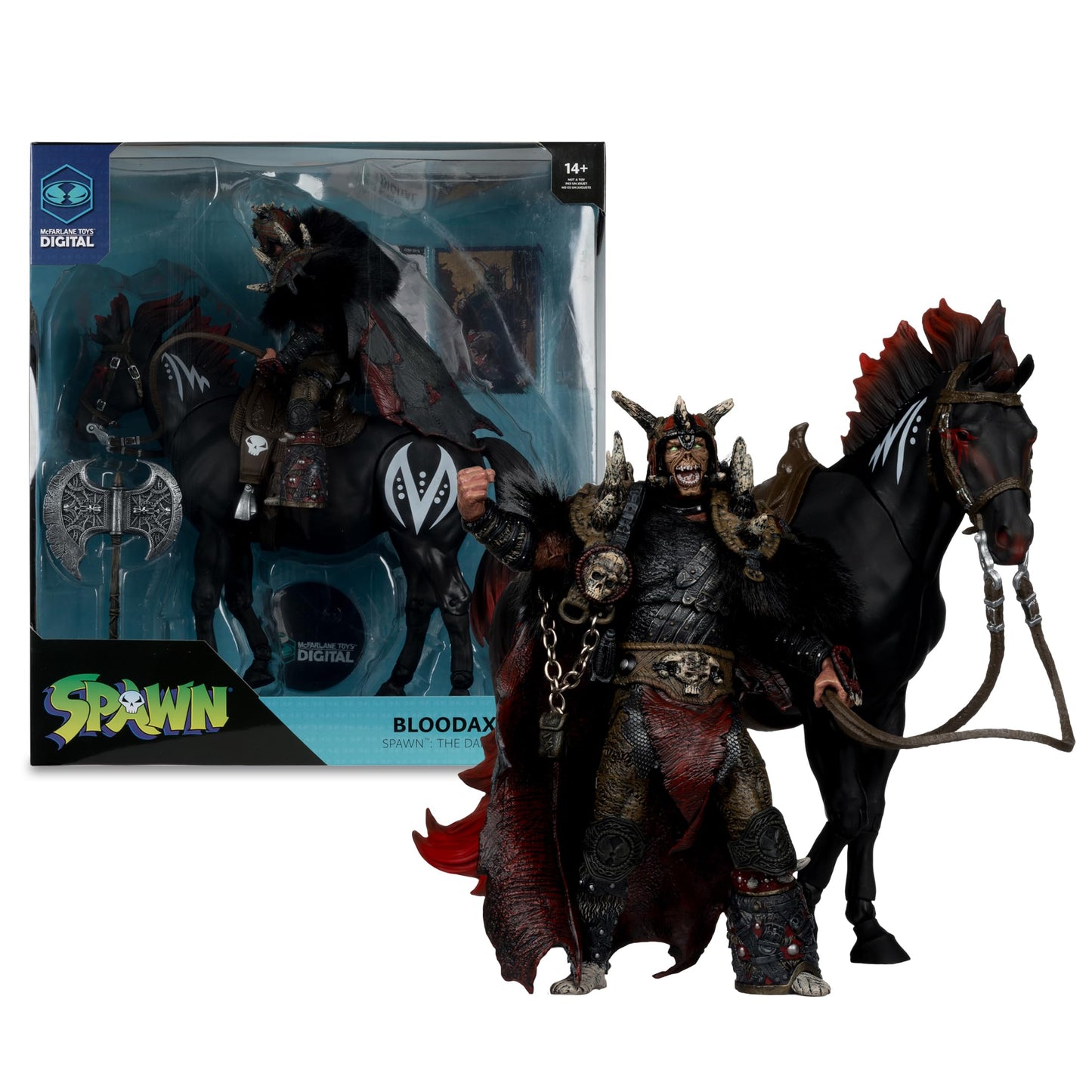 McFarlane Toys - Bloodaxe with Horse (Spawn: The Dark Ages) 7in Action Figure 2 Pack Digital Collectible